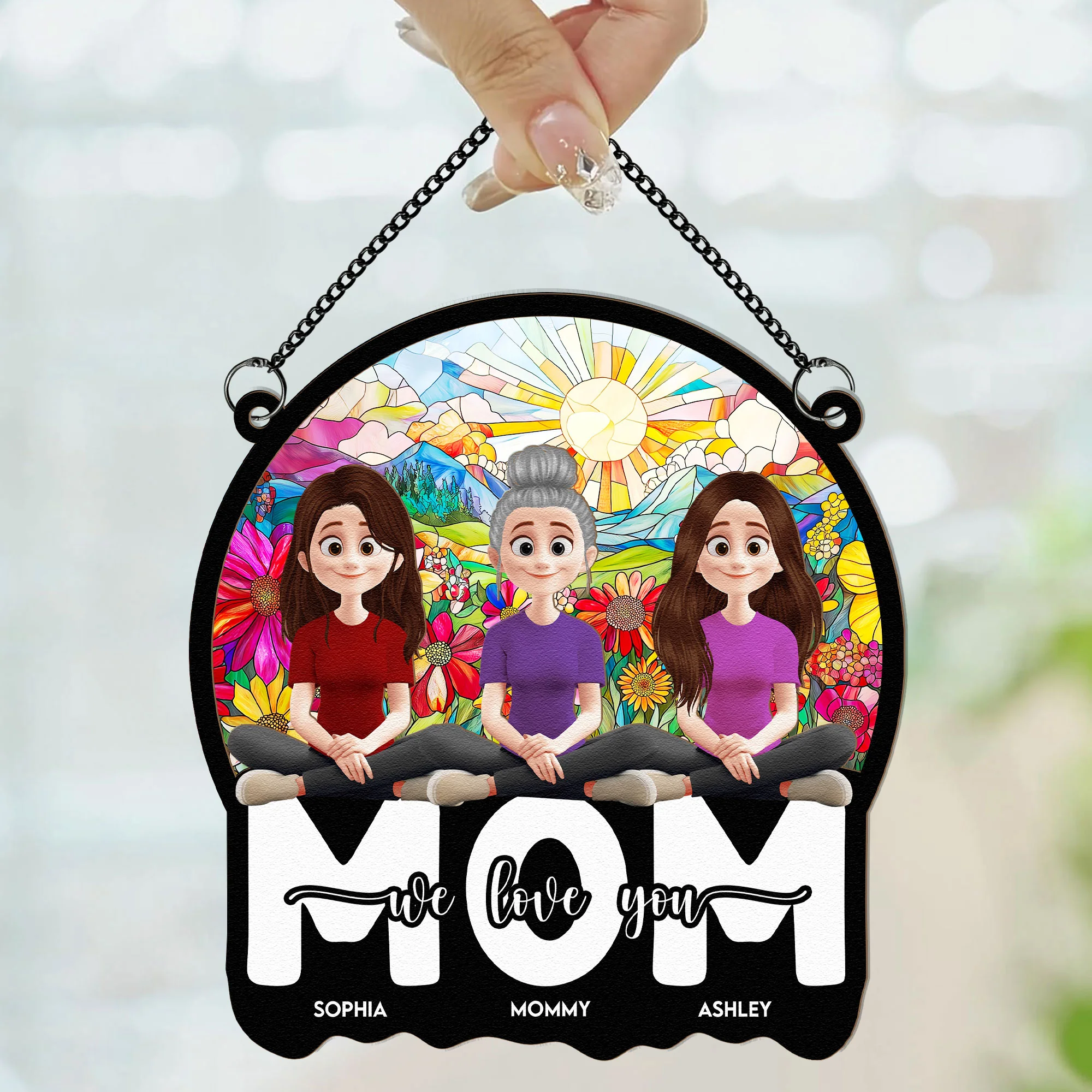 Mom We Love You - Personalized Window Hanging Suncatcher Ornament - Image 2