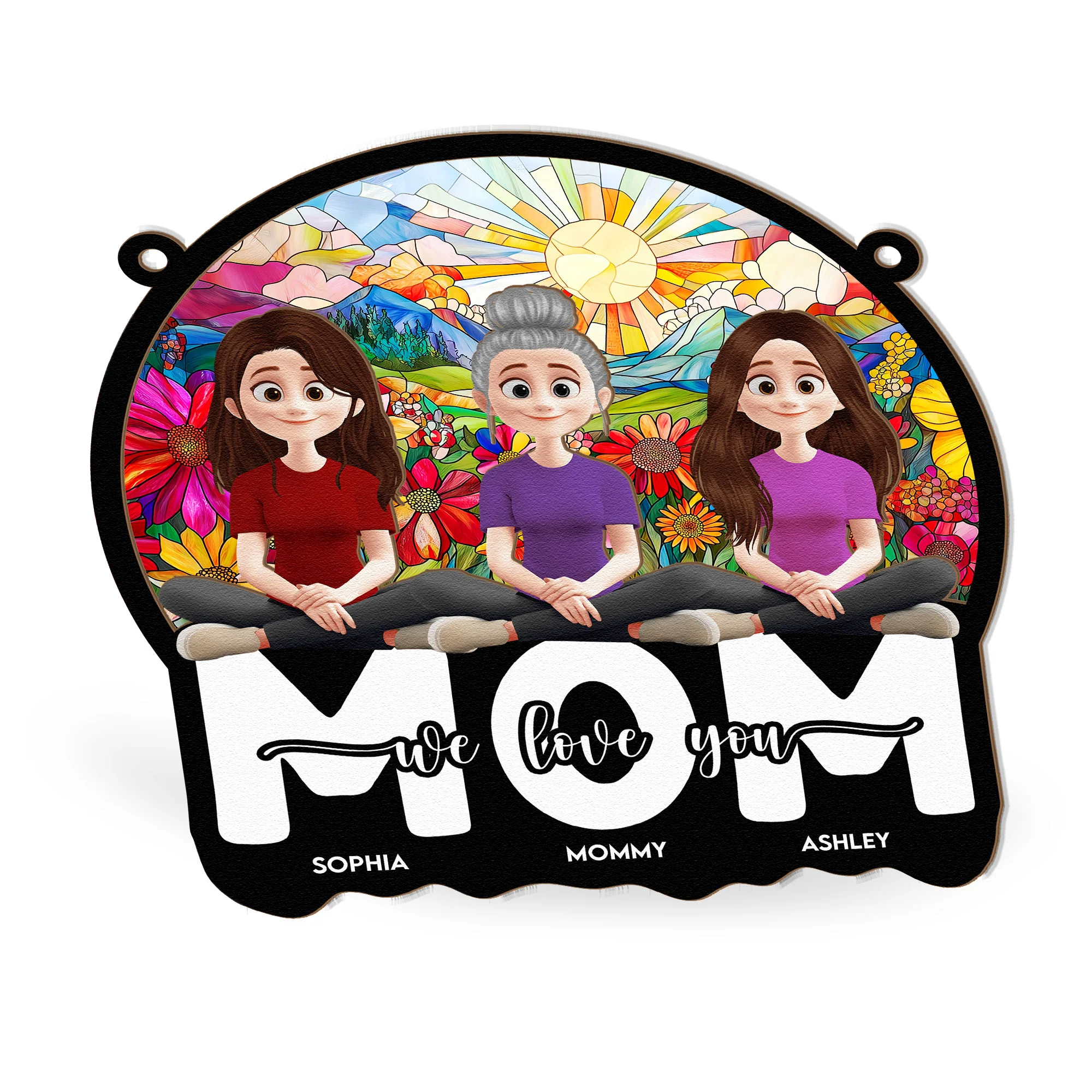 Mom We Love You - Personalized Window Hanging Suncatcher Ornament - Image 3