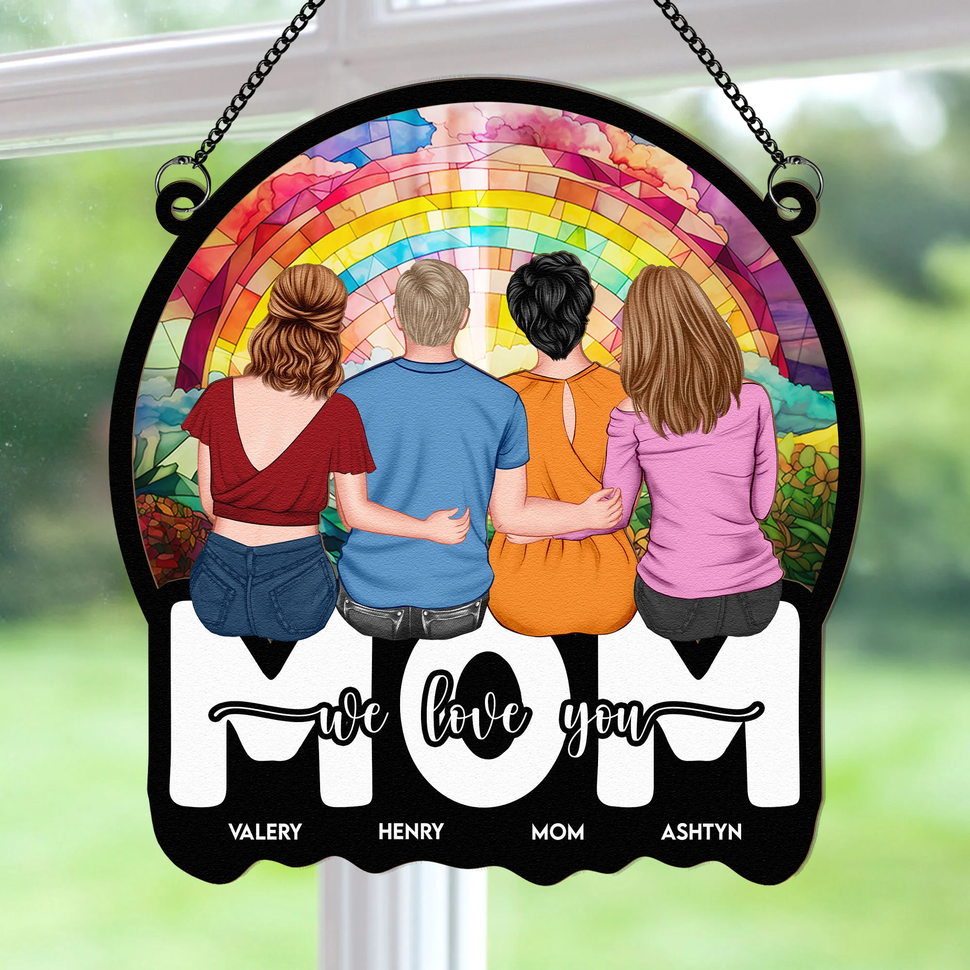 Mom We Love You So Much - Personalized Window Hanging Suncatcher Ornament - Image 3