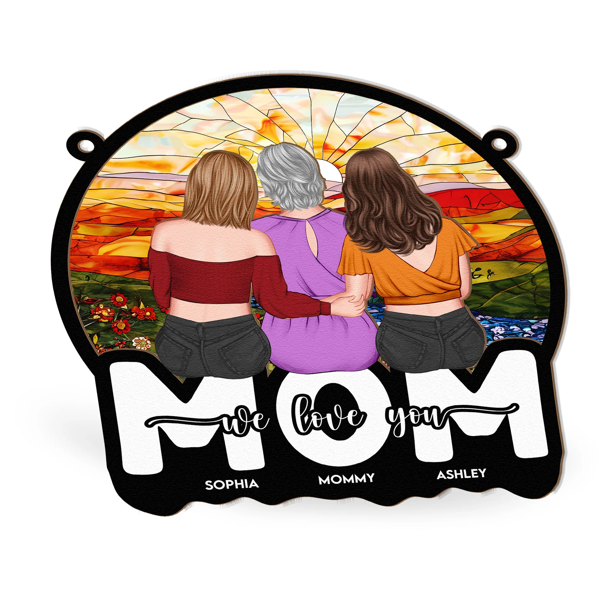 Mom We Love You So Much - Personalized Window Hanging Suncatcher Ornament - Image 4