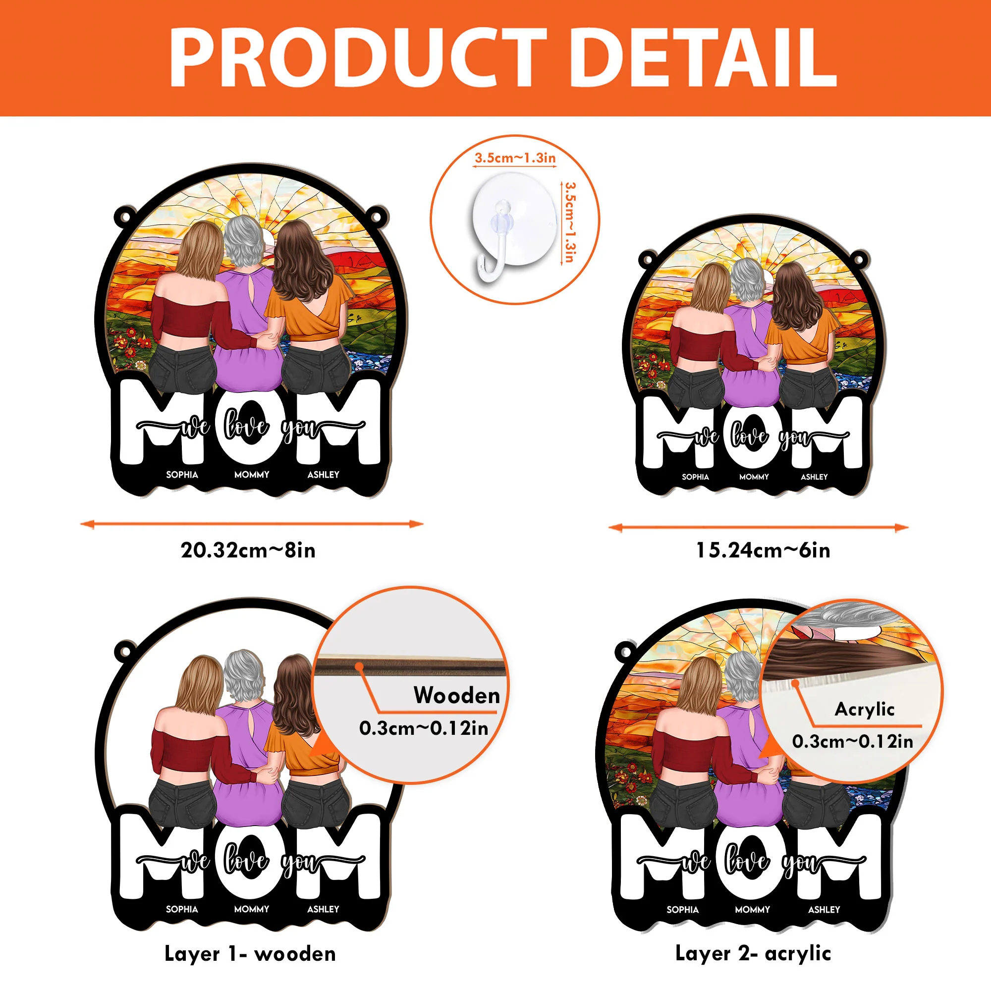 Mom We Love You So Much - Personalized Window Hanging Suncatcher Ornament - Image 5