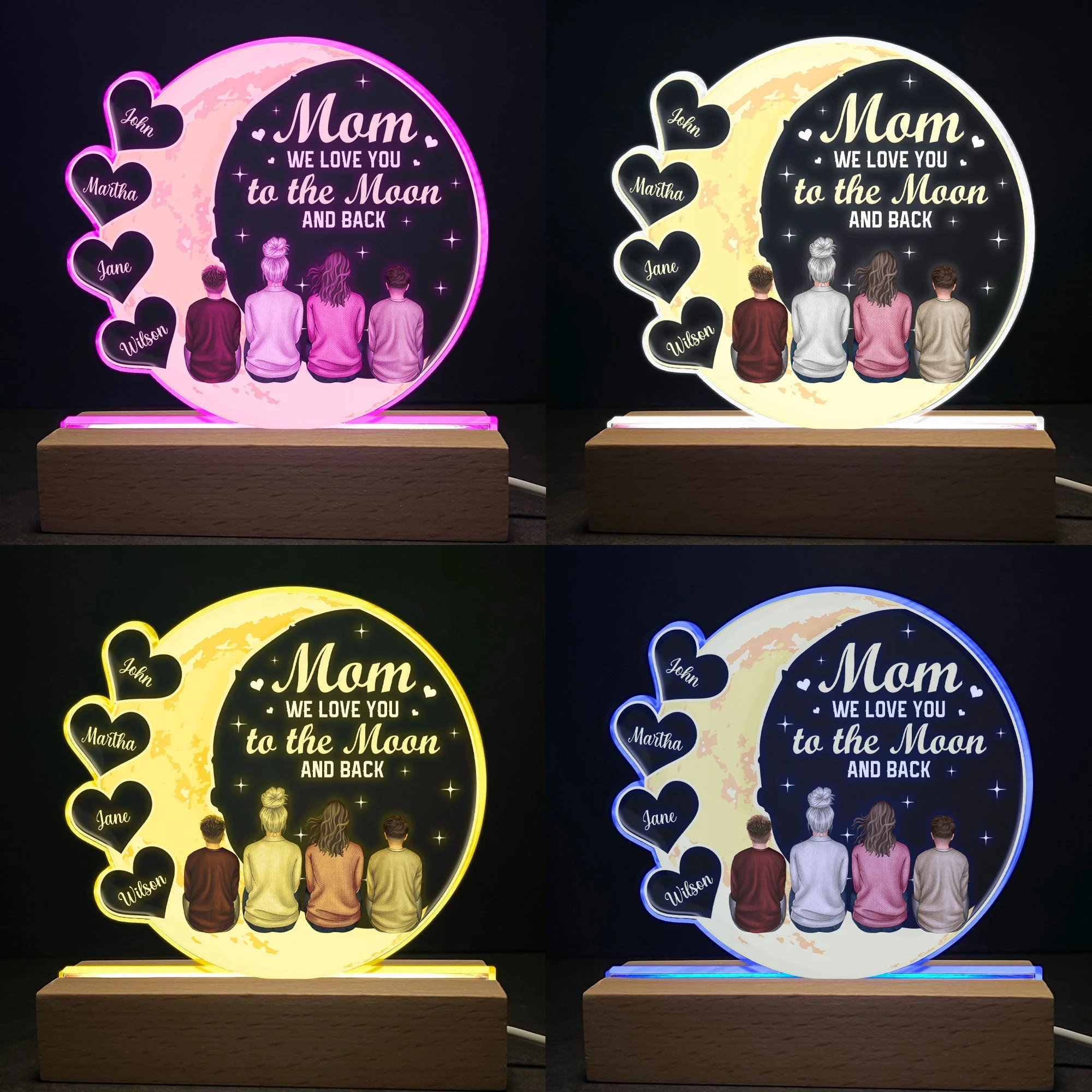 Mom We Love You To The Moon And Back - Personalized LED Light - Image 4