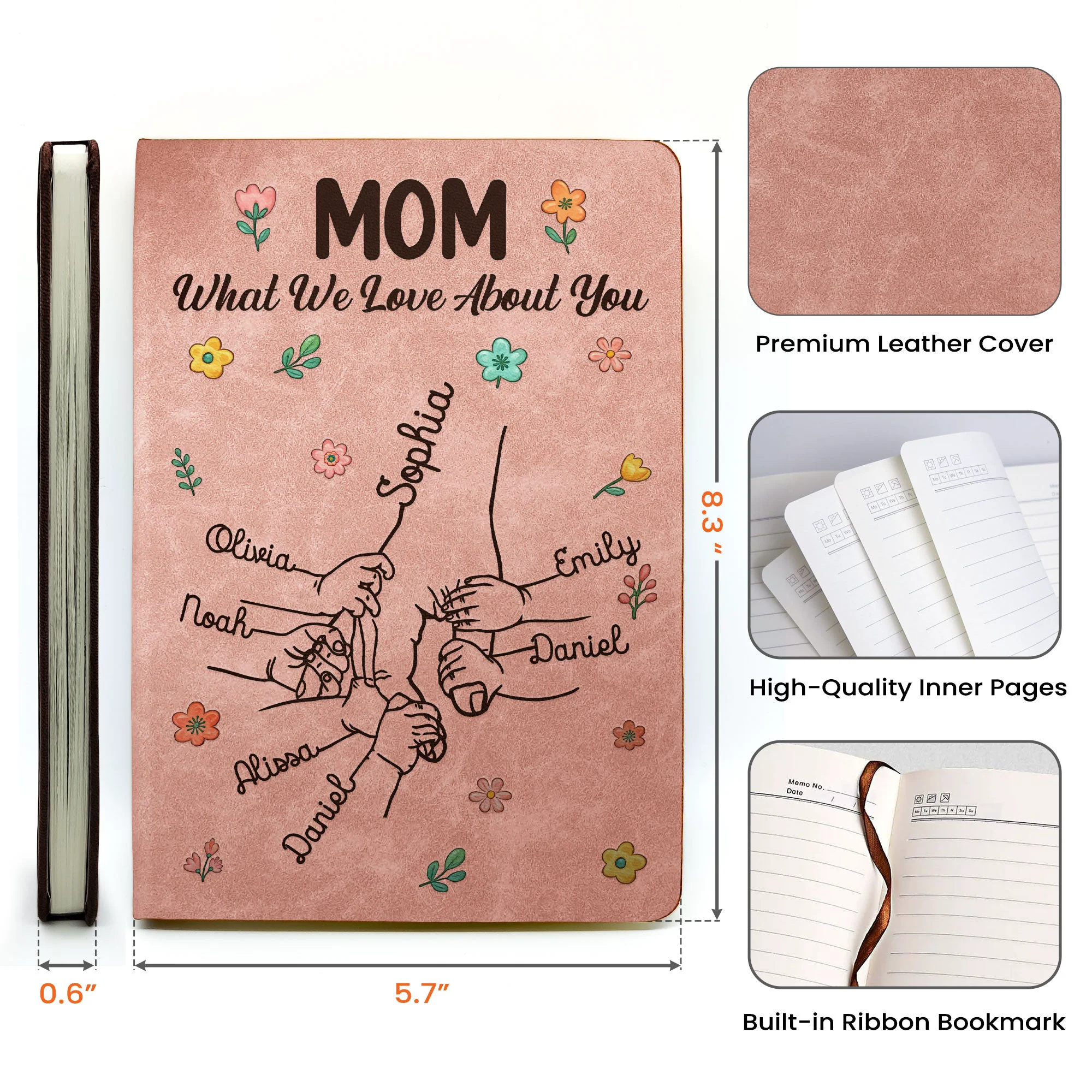 Mom What We Love About You - Personalized Leather Journal - Image 5
