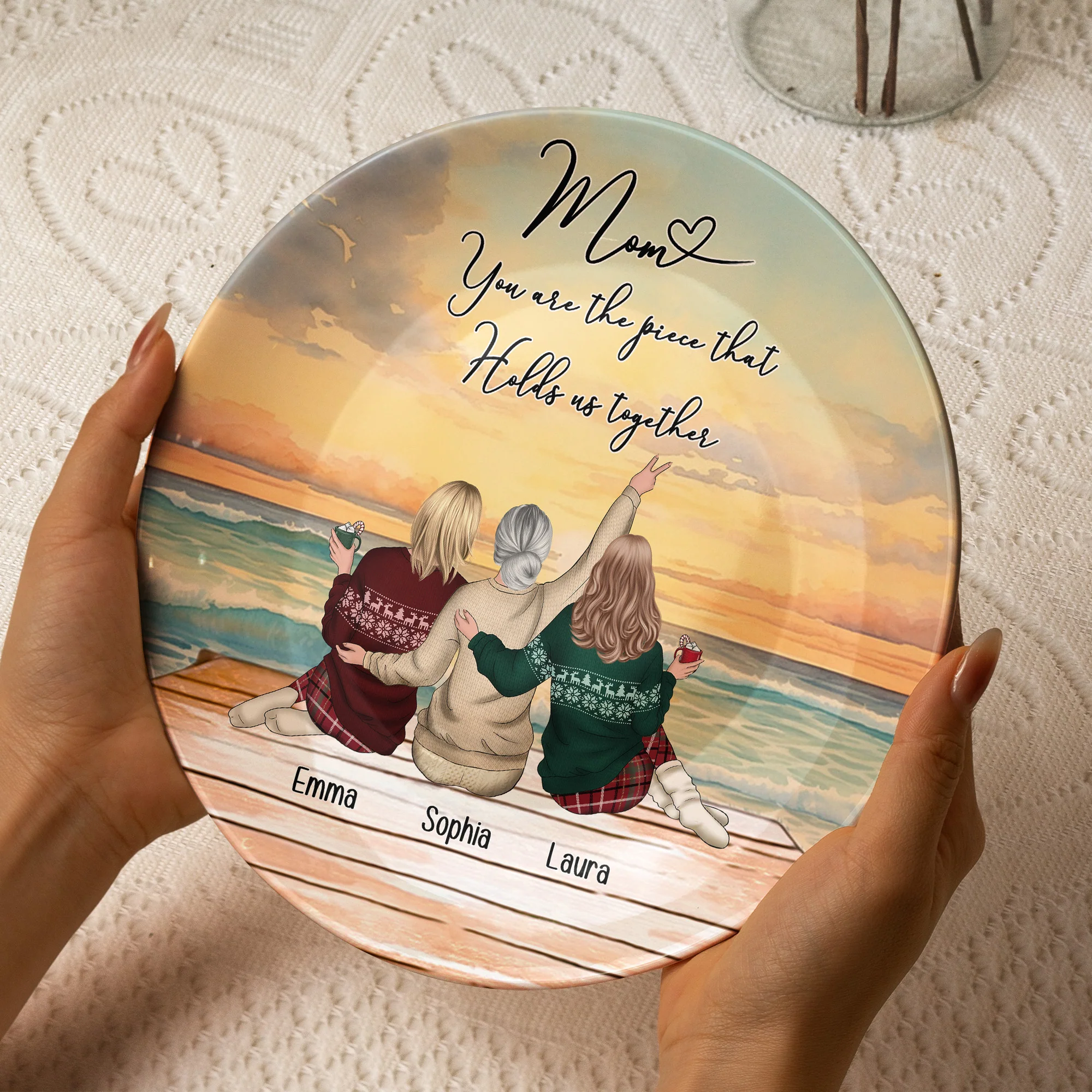 Mom You Are The Piece That Holds Us Together Gift For Mom - Personalized Ceramic Plate - Image 3