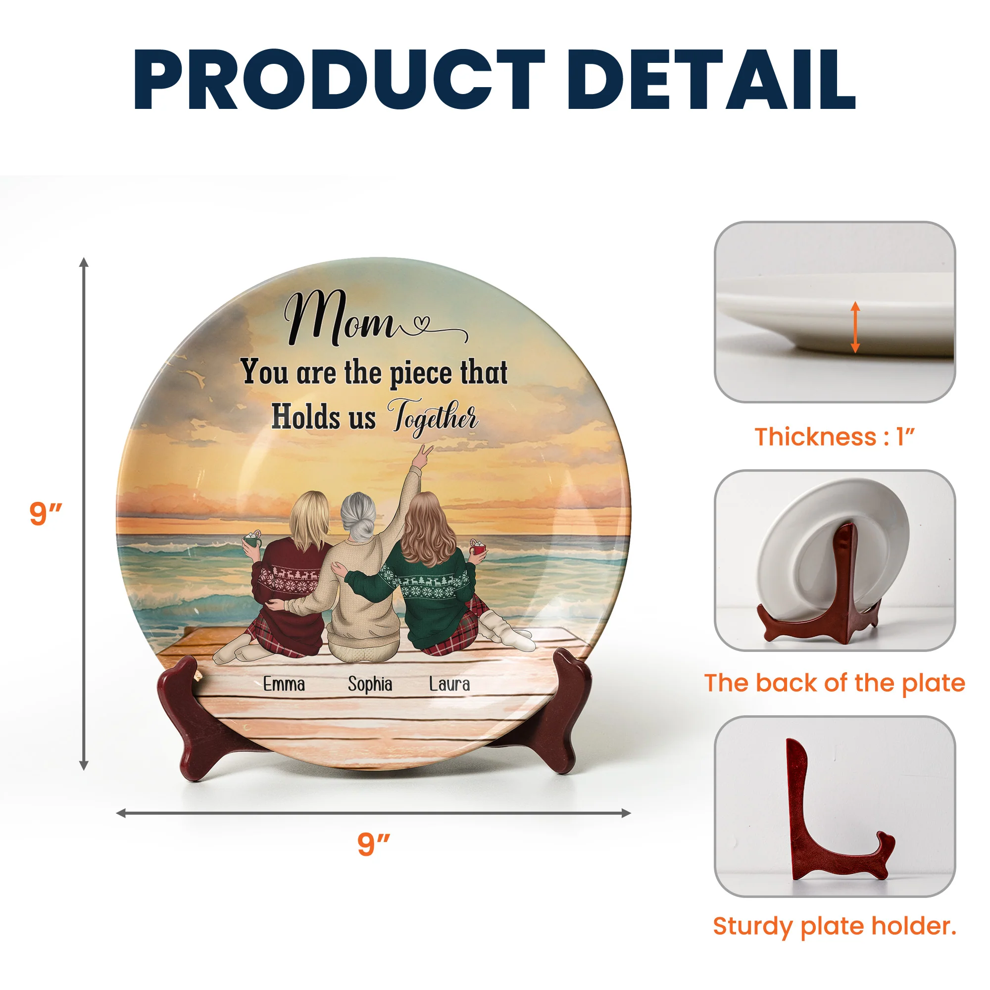 Mom You Are The Piece That Holds Us Together Gift For Mom - Personalized Ceramic Plate - Image 4