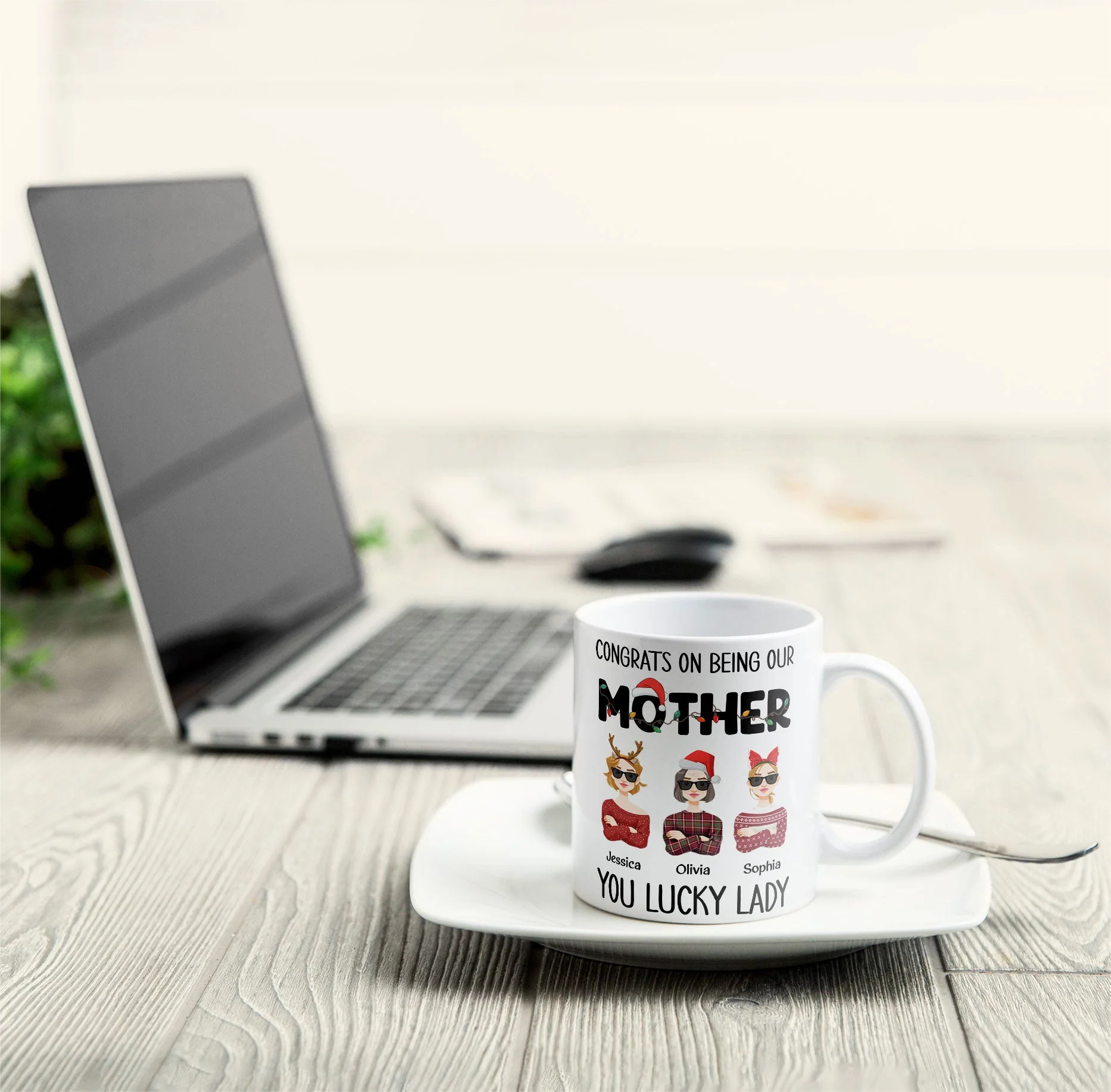 Mom, You Lucky Lady - Personalized Mug - Image 5