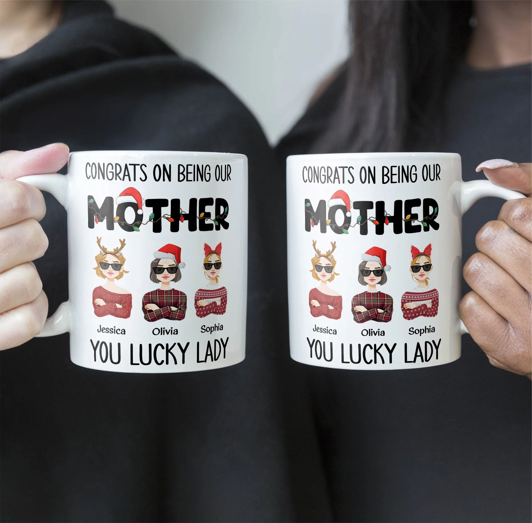 Mom, You Lucky Lady - Personalized Mug - Image 6