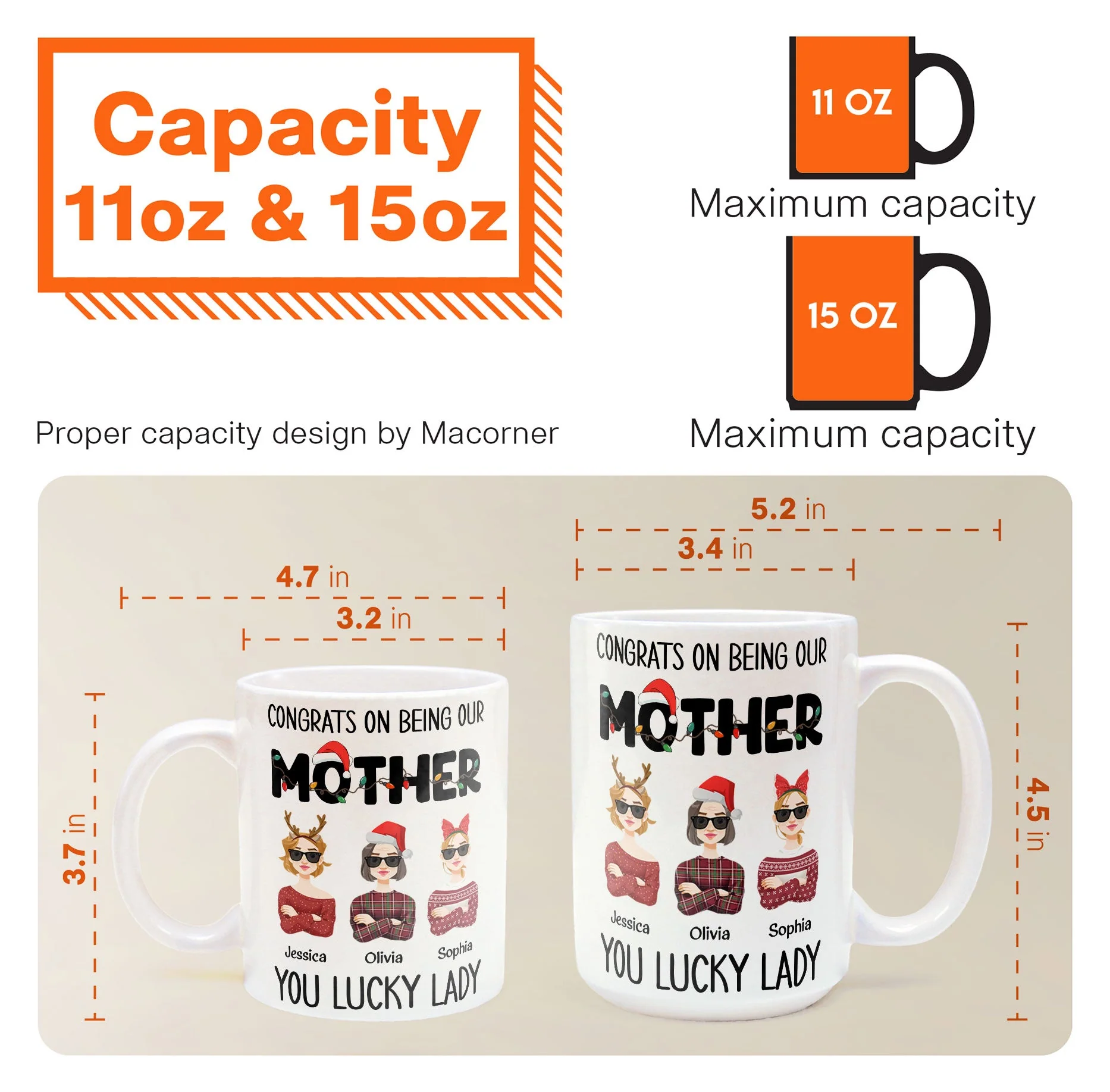 Mom, You Lucky Lady - Personalized Mug - Image 8