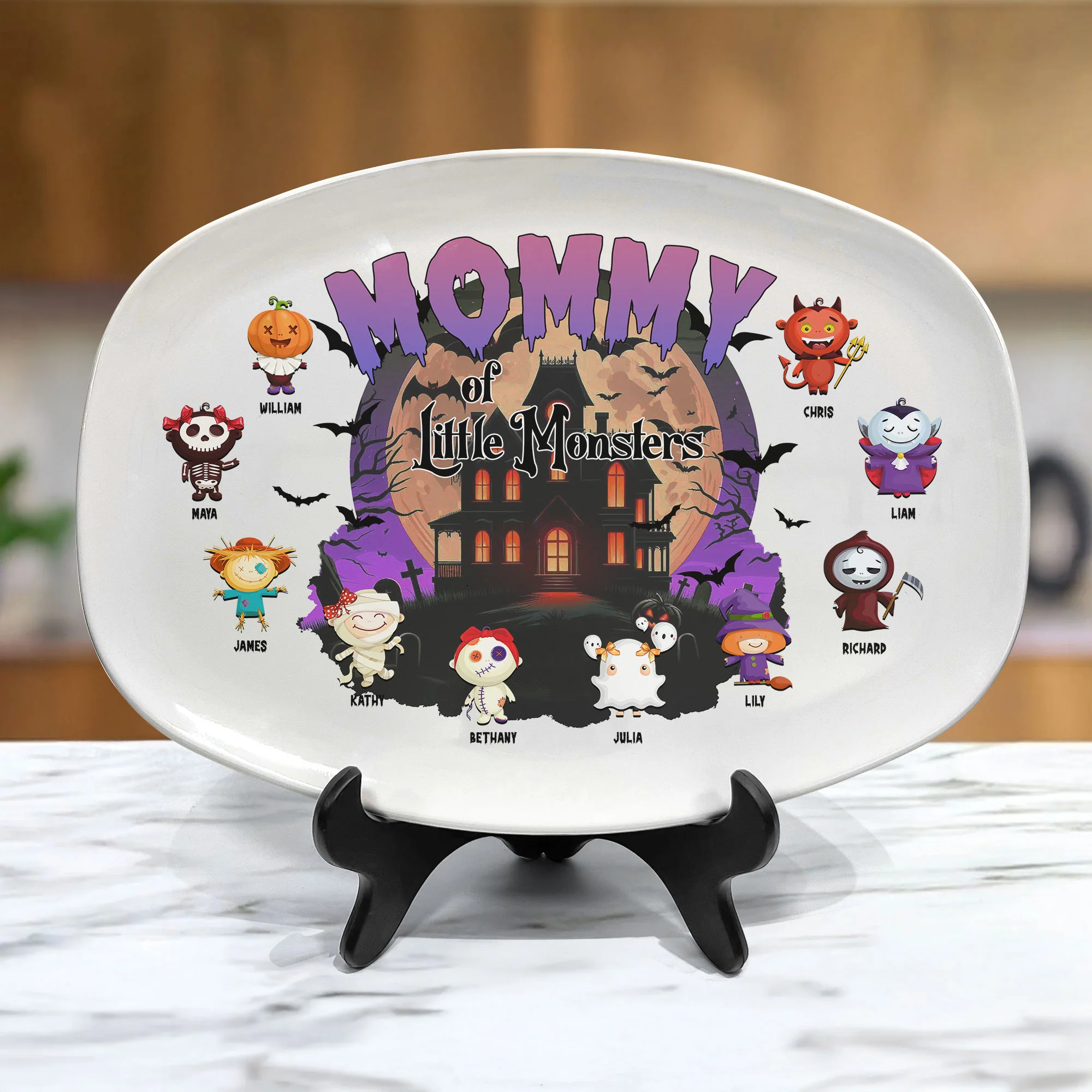 Mommy Of Little Monsters Halloween Gift - Personalized Platter - Image 2