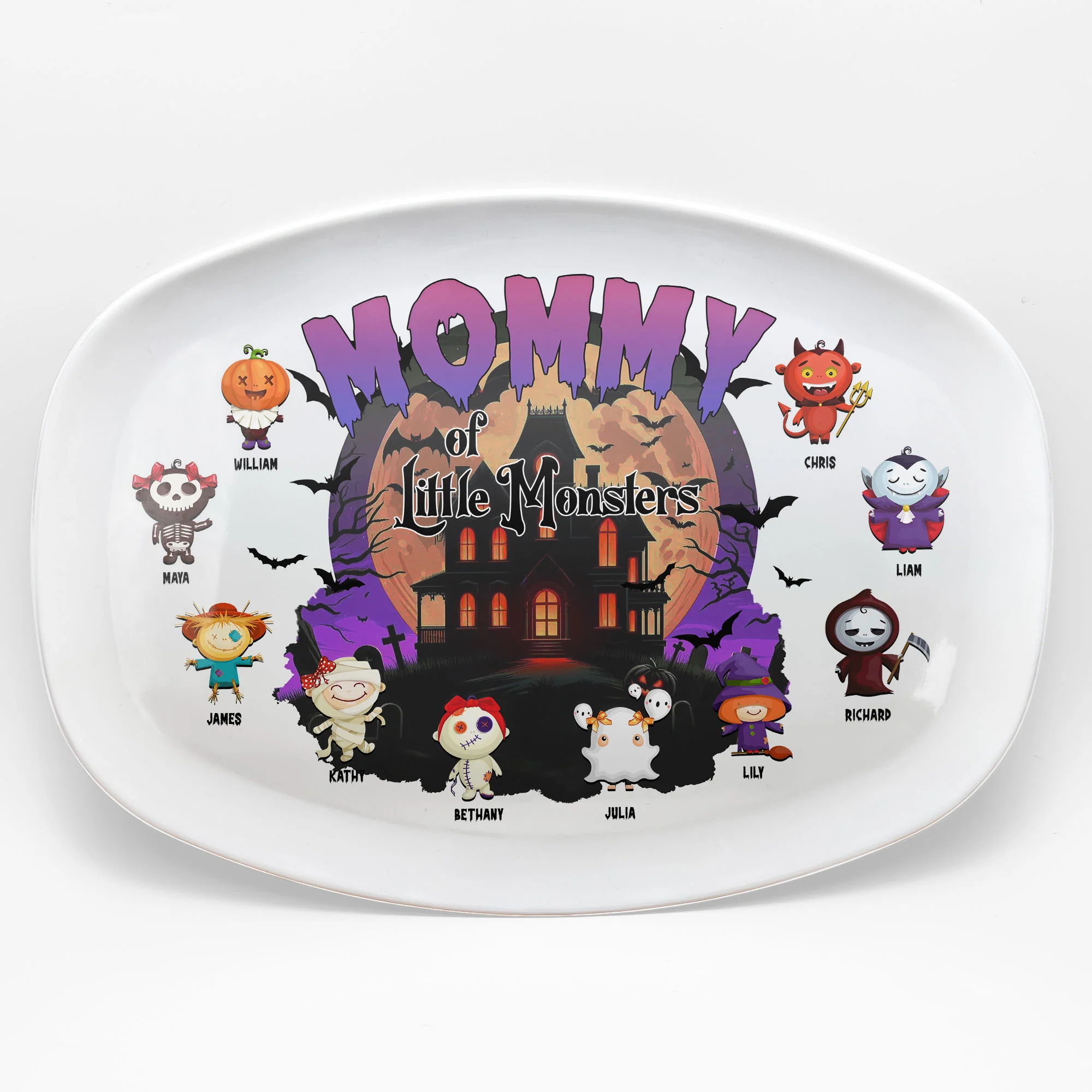 Mommy Of Little Monsters Halloween Gift - Personalized Platter - Image 3