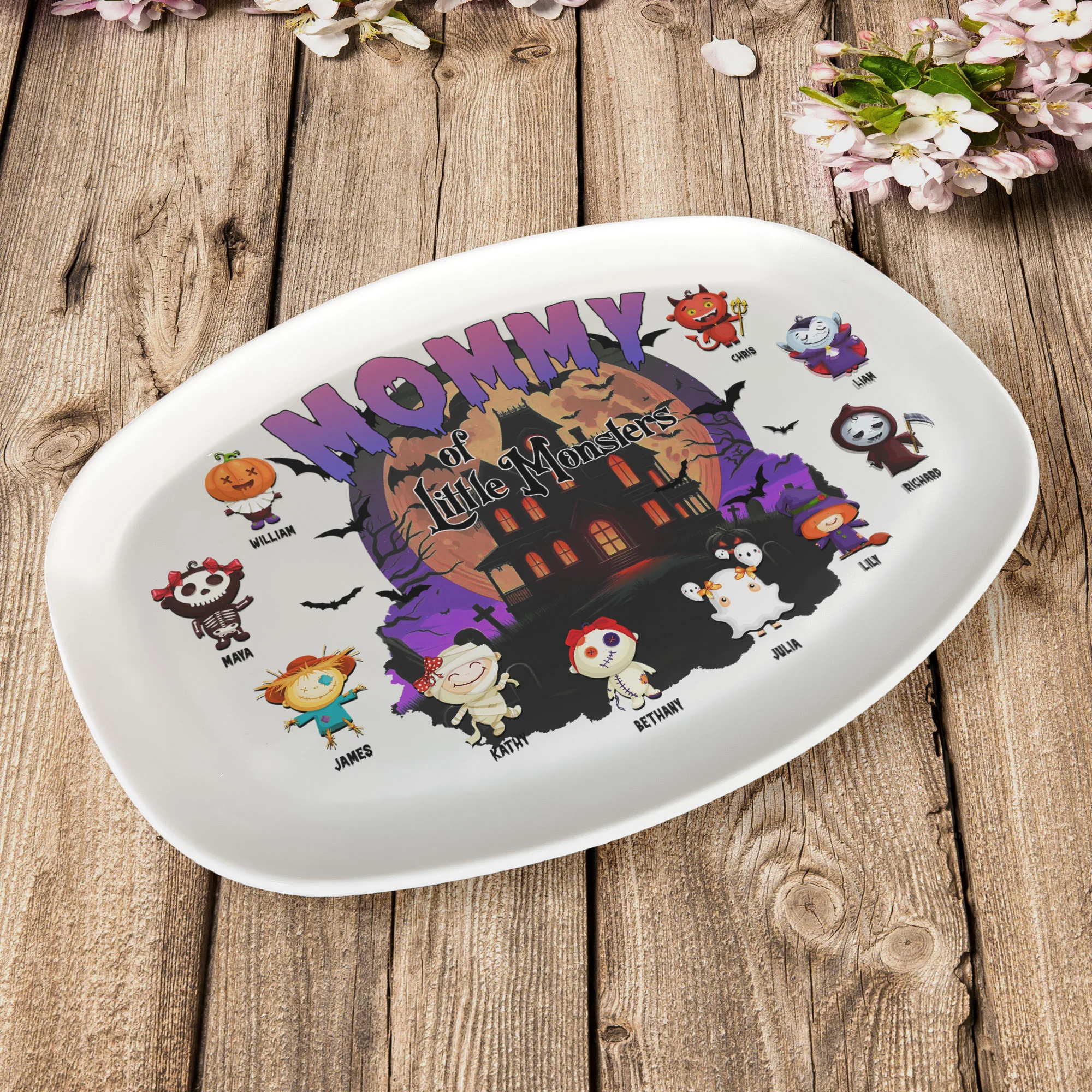 Mommy Of Little Monsters Halloween Gift - Personalized Platter - Image 5