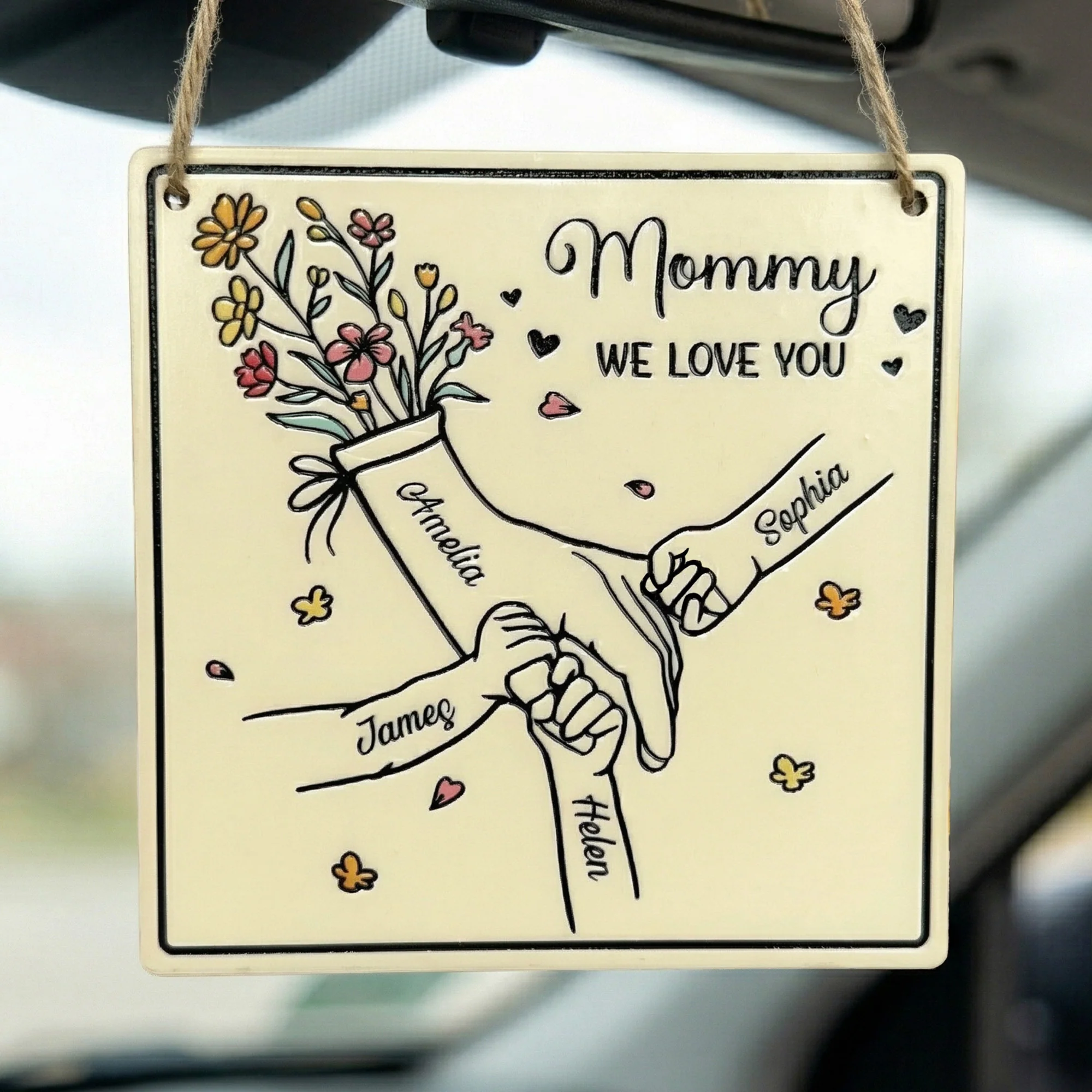Mommy We Love You Hands Holding Mother's Day Gift For Her - Personalized Wood Sign - Image 3