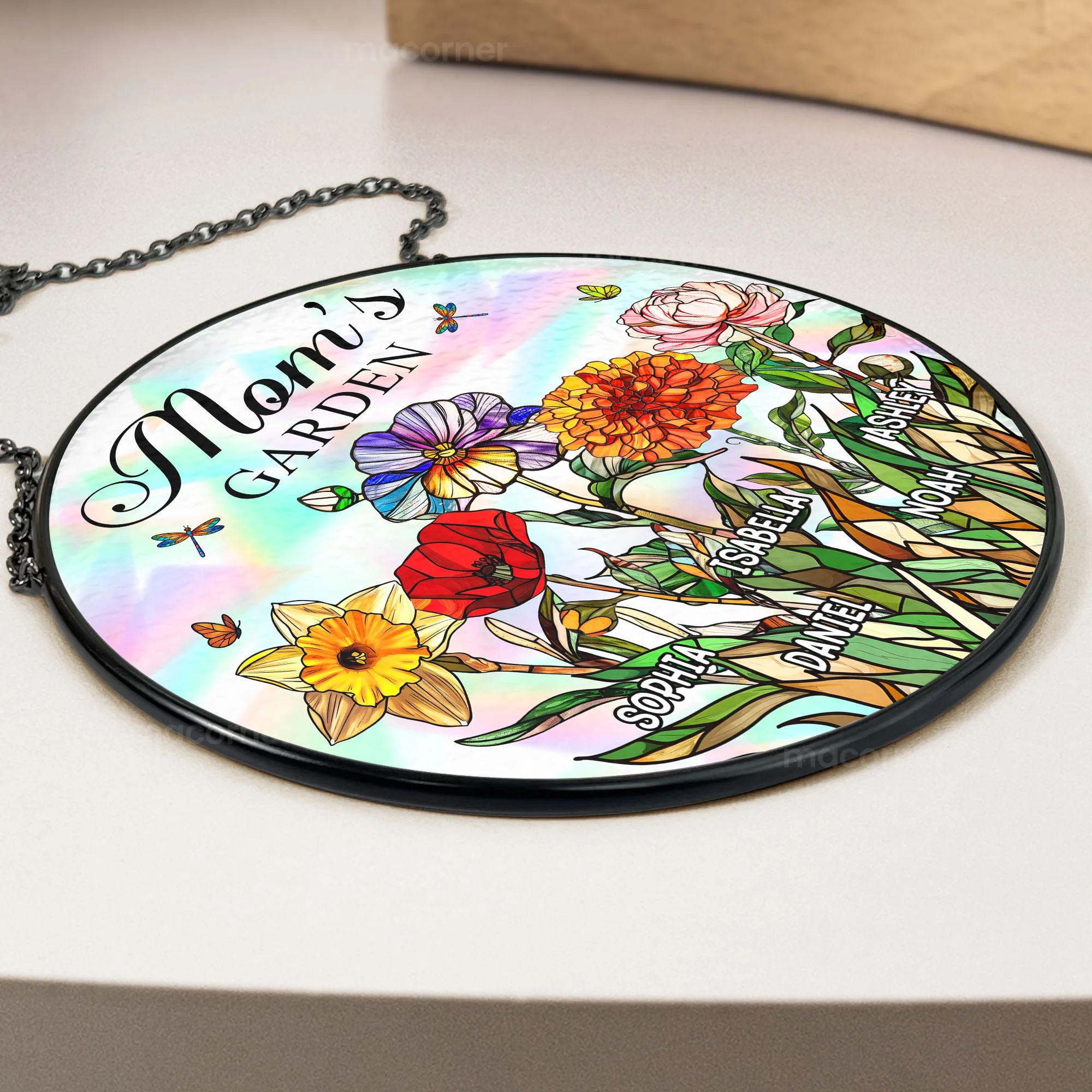 Mom's Garden Custom With Birth Flowers - Personalized Window Hanging Suncatcher - Image 3