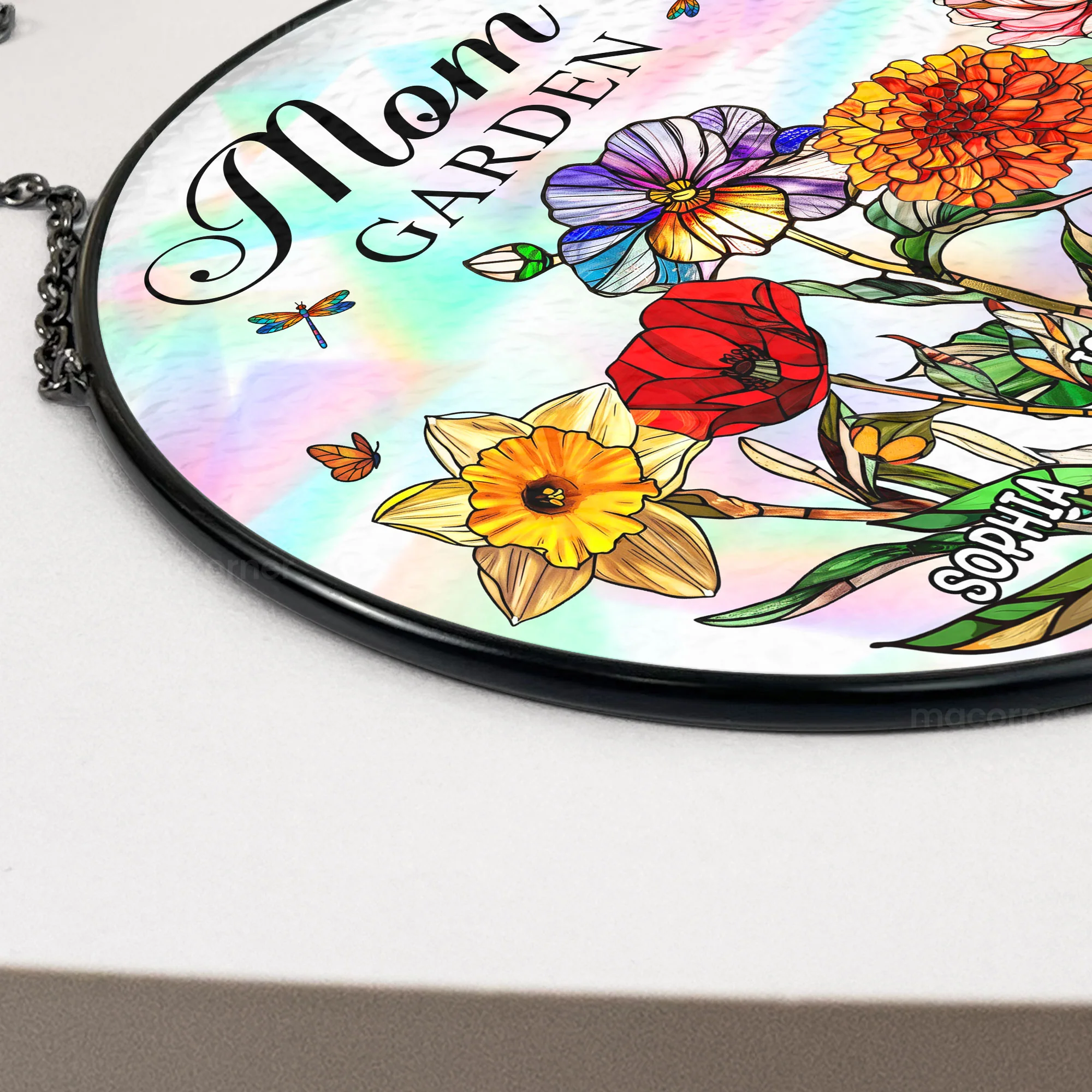 Mom's Garden Custom With Birth Flowers - Personalized Window Hanging Suncatcher - Image 4
