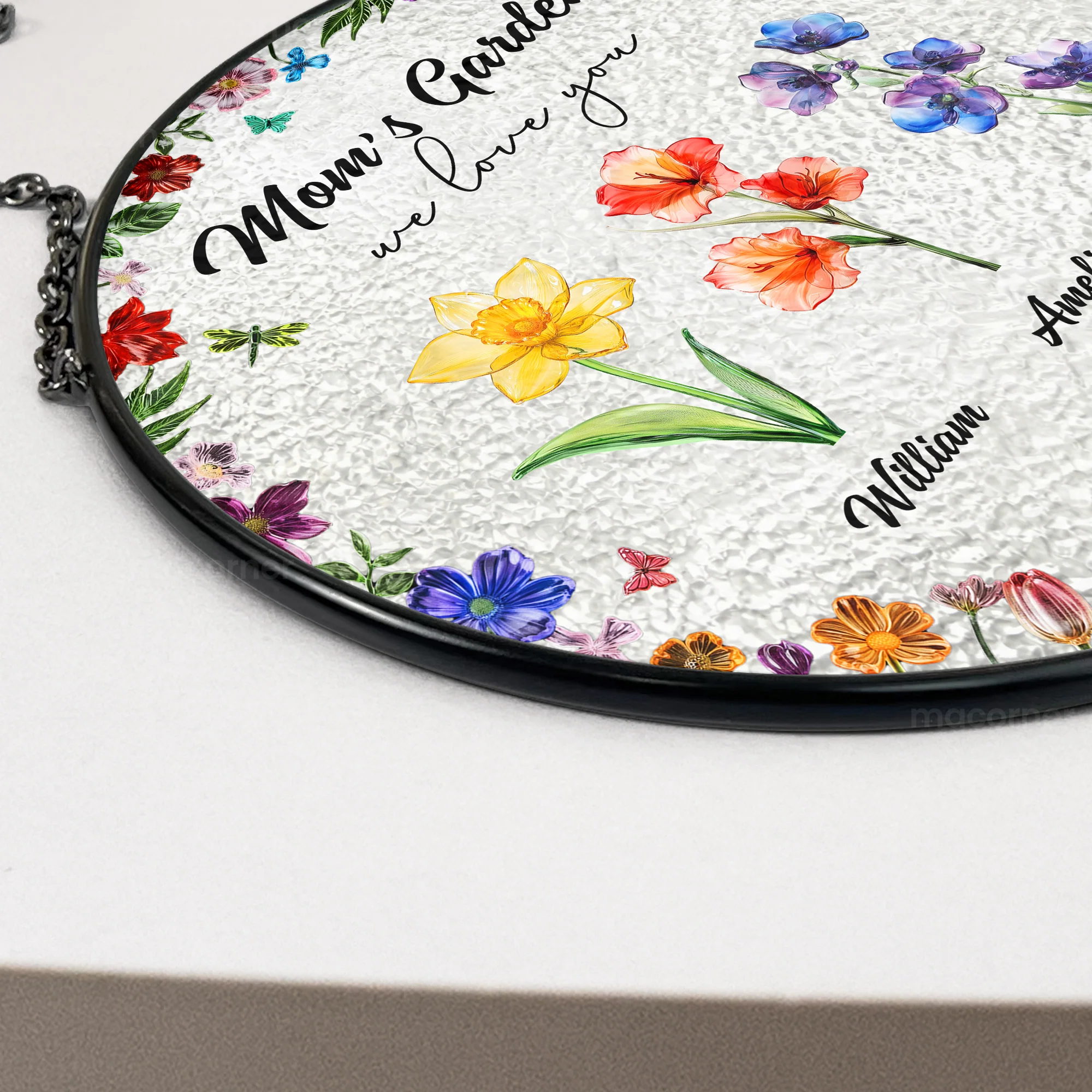 Mom's Garden We Love You Custom Birth Flowers - Personalized Window Hanging Suncatcher - Image 4