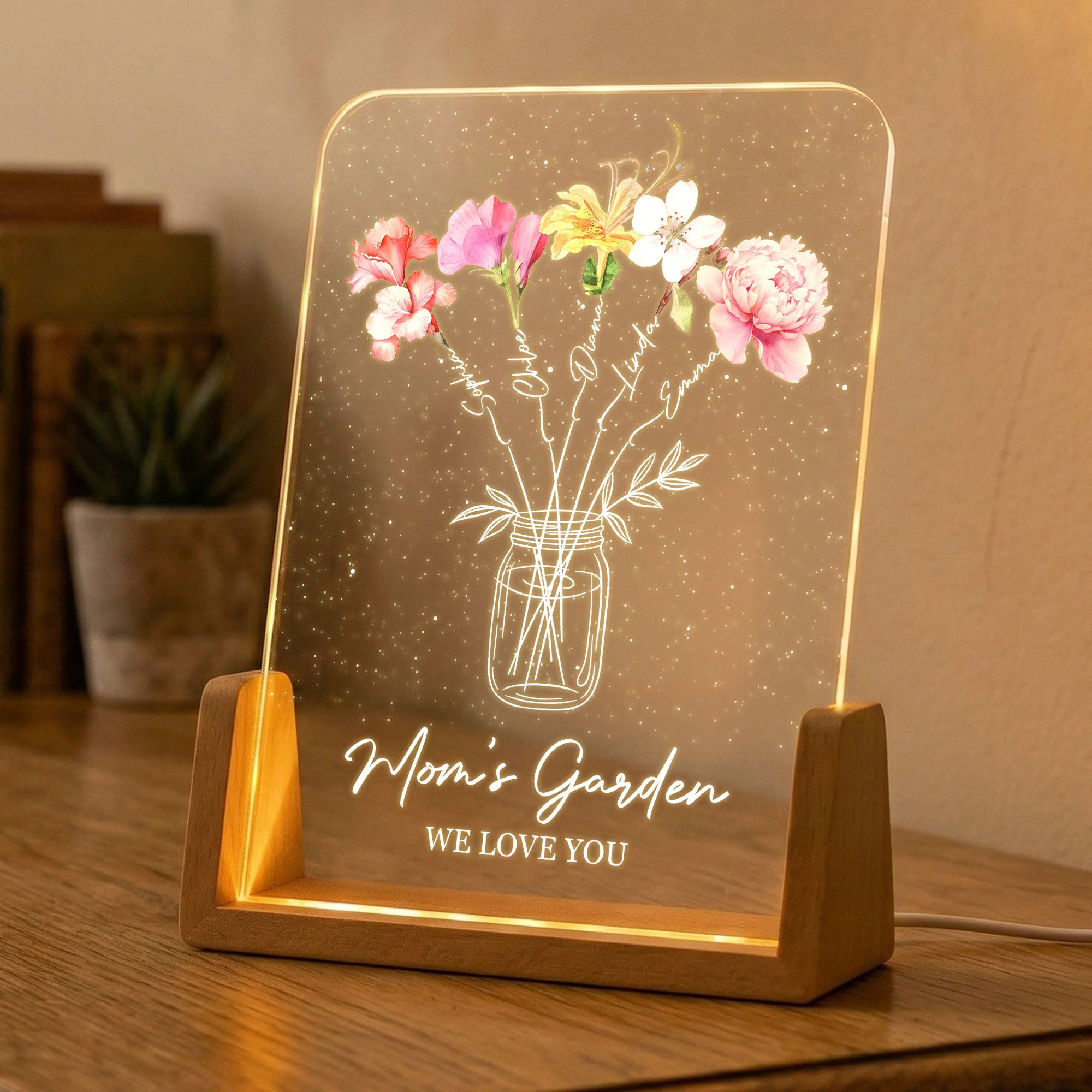 Mom's Garden We Love You - Custom Kids' Birth Flowers - Personalized Night Light - Image 4