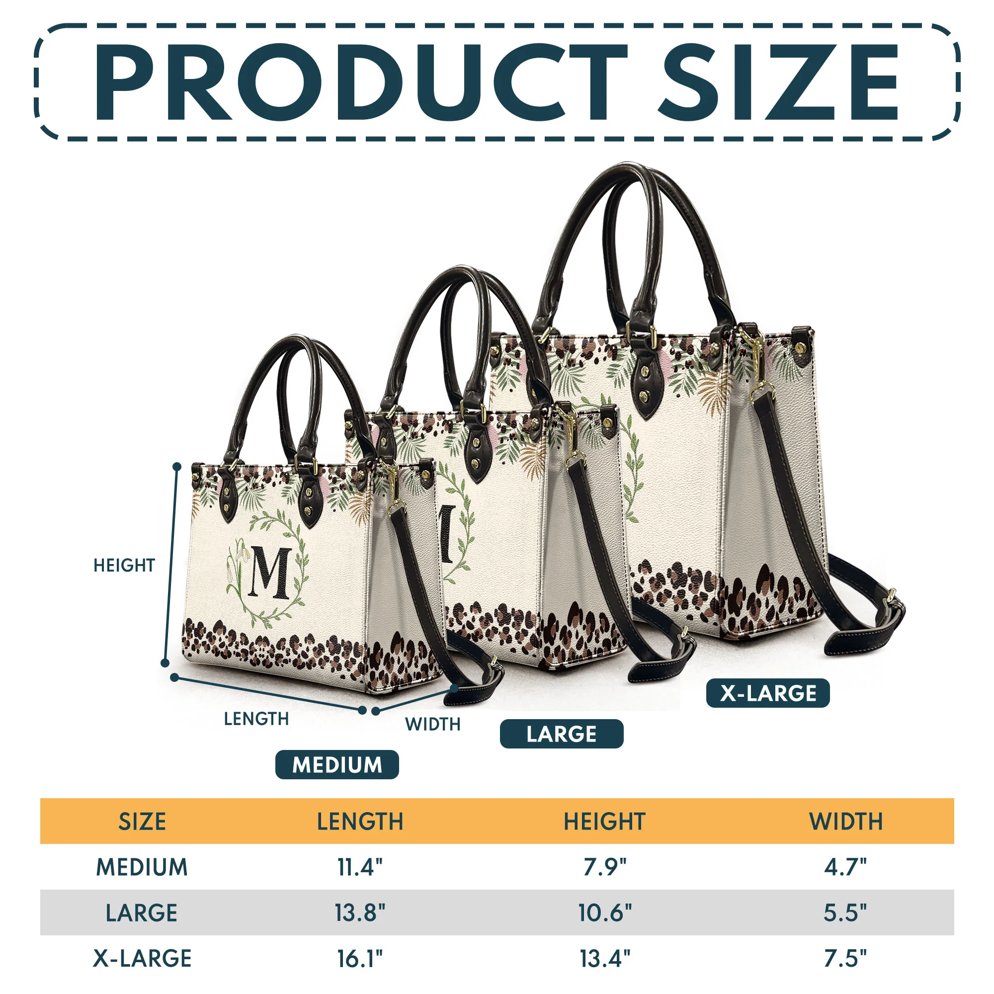Monogram And Birth Month Flower - Personalized Leather Bag - Image 5