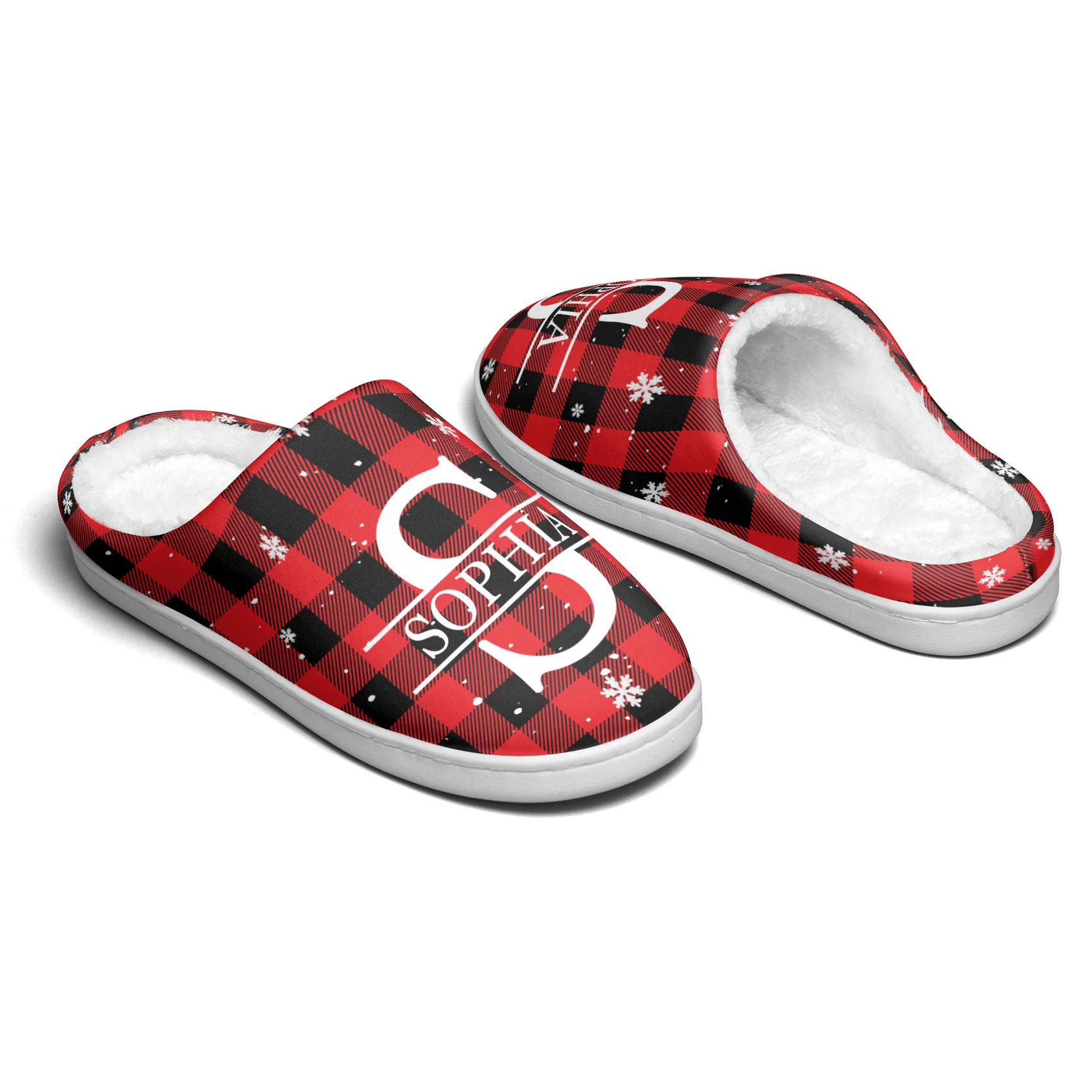 Monogram Christmas Gift For Women Men - Personalized Slippers - Image 3