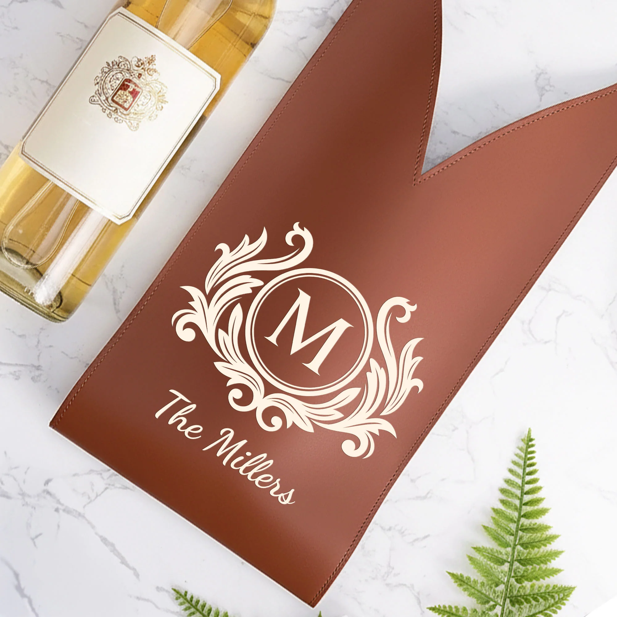 Monogram Initial - Personalized Leather Wine Bag - Image 2