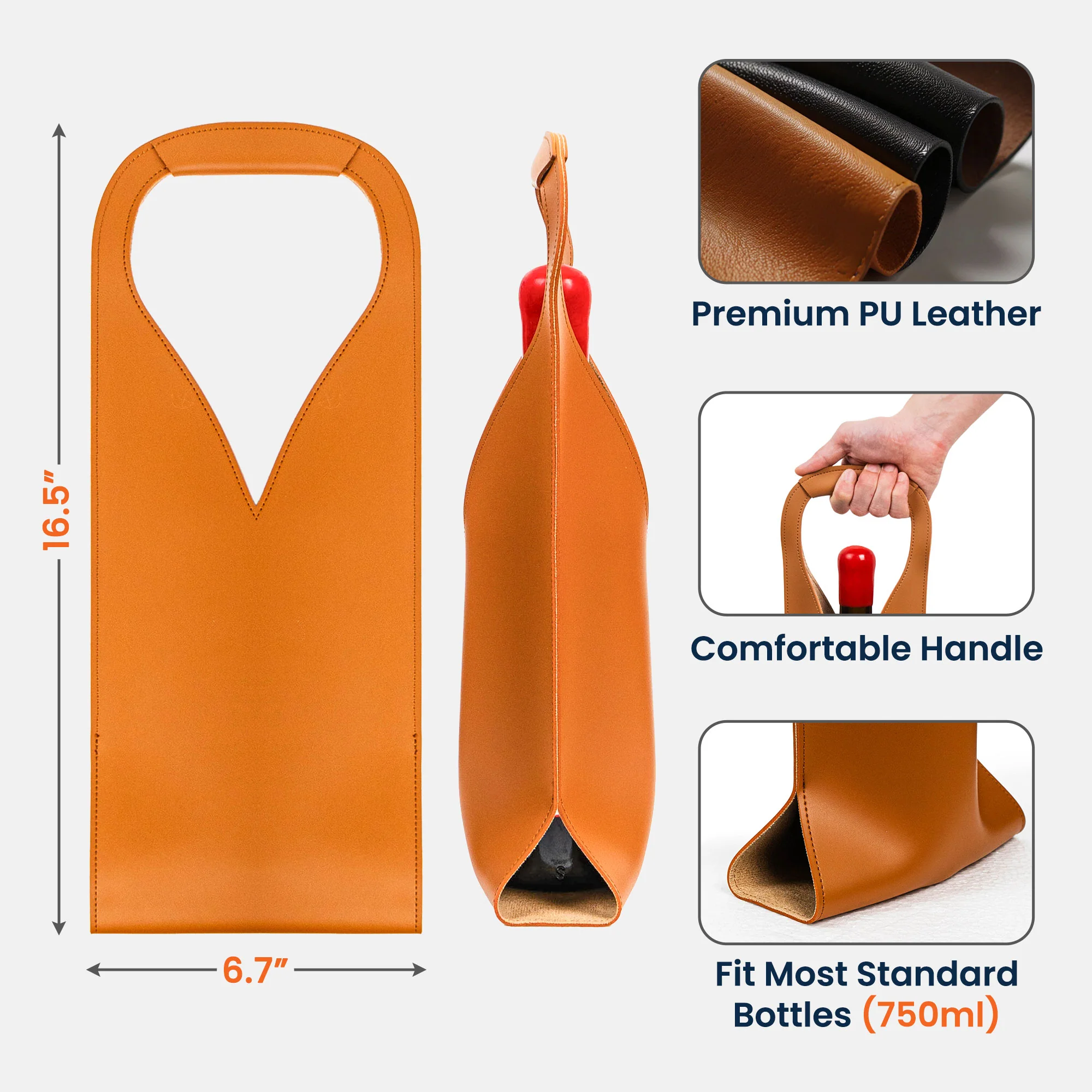 Monogram Initial - Personalized Leather Wine Bag - Image 5