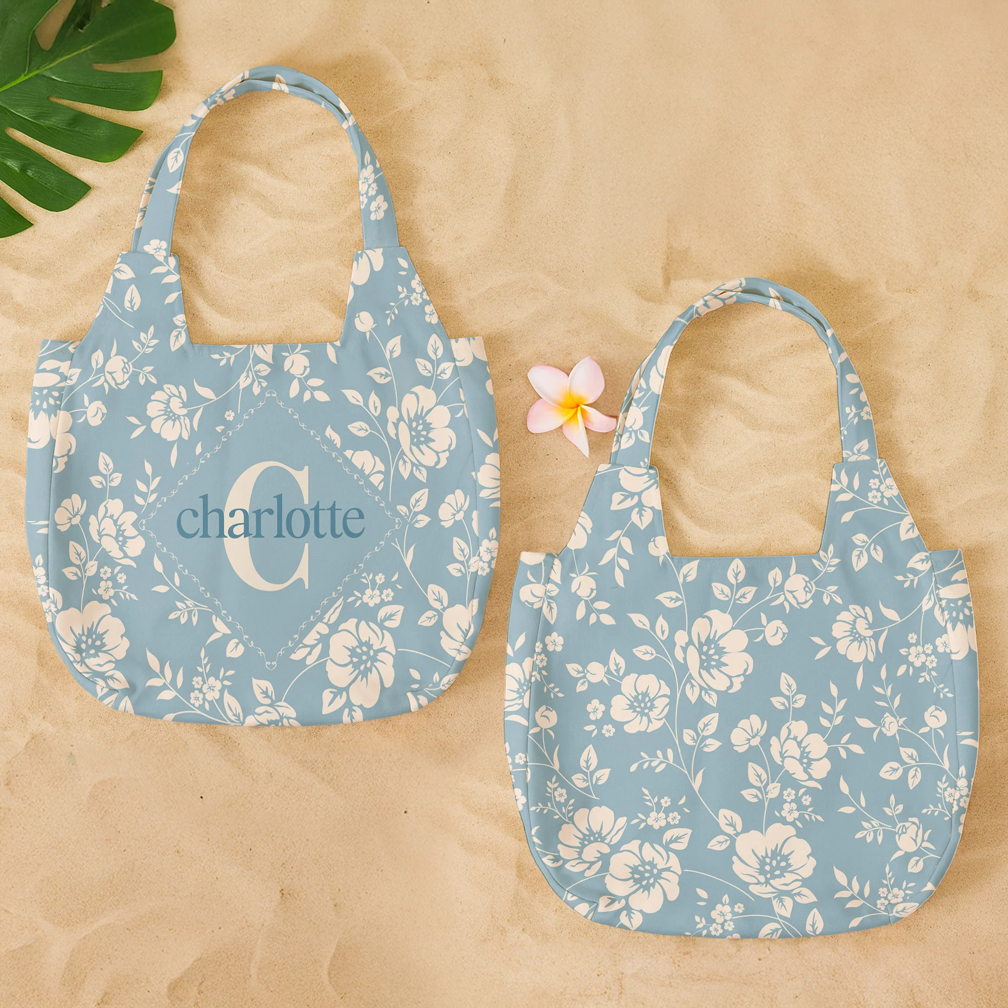 Monogram Letter - Personalized Round Tote Bag - Image 4