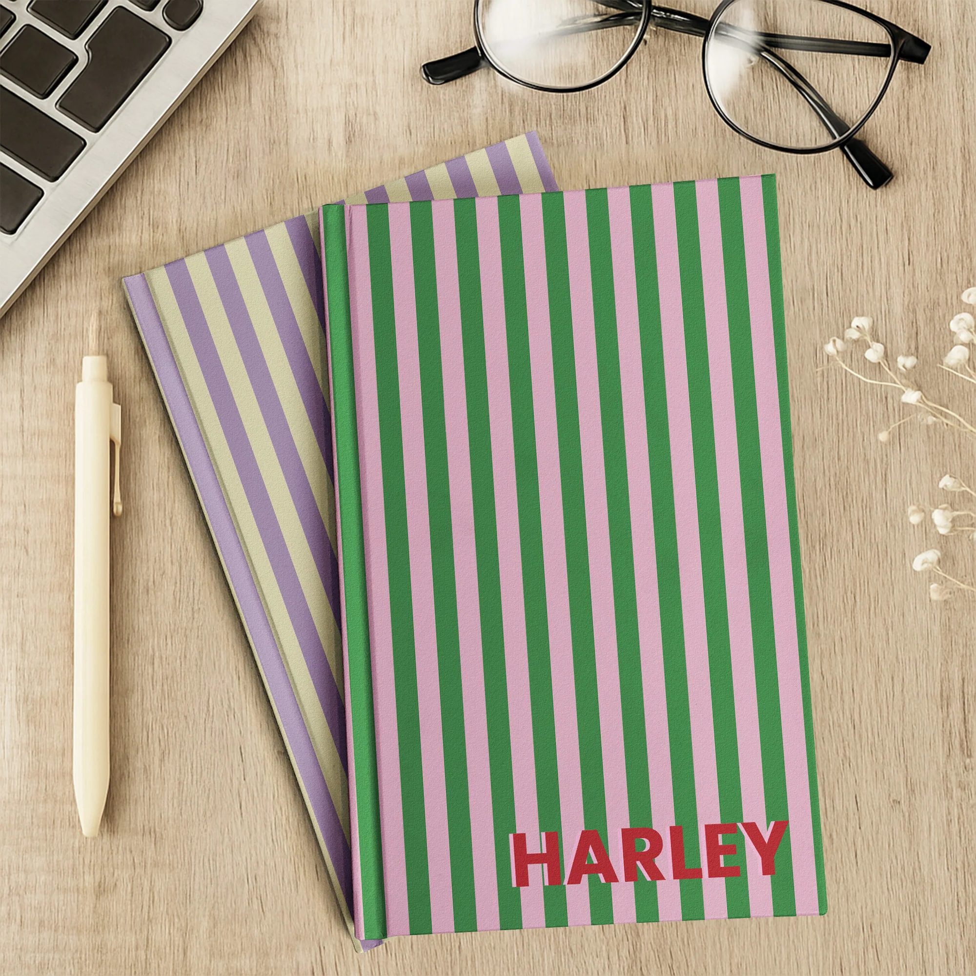 Monogram Striped Gratitude Or Company Gift, Wedding Bridal Party Gift - Personalized Journal - Image 6