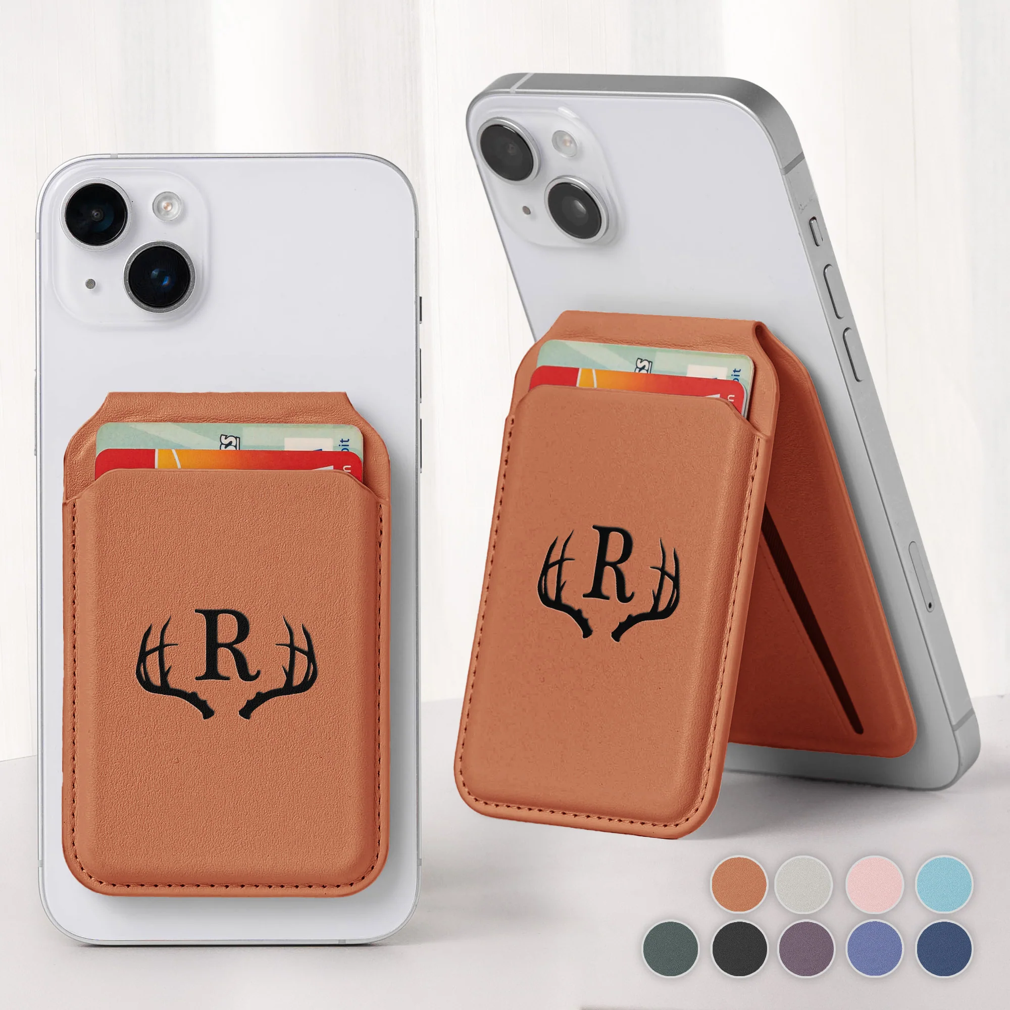 Monograms Design Gift For Him Dad Grandpa Husband - Personalized Wallet Compatible with Magsafe - Image 2