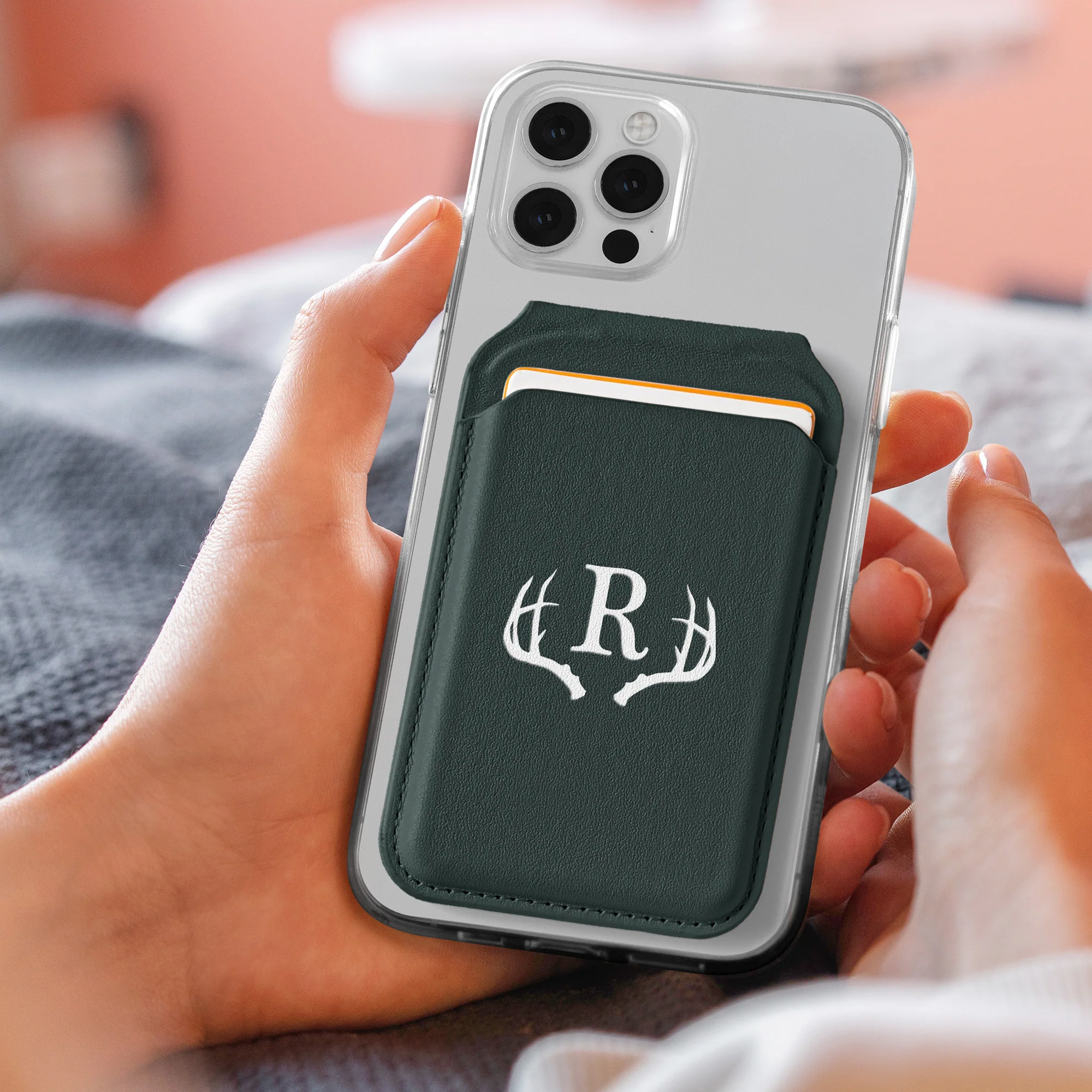 Monograms Design Gift For Him Dad Grandpa Husband - Personalized Wallet Compatible with Magsafe - Image 3