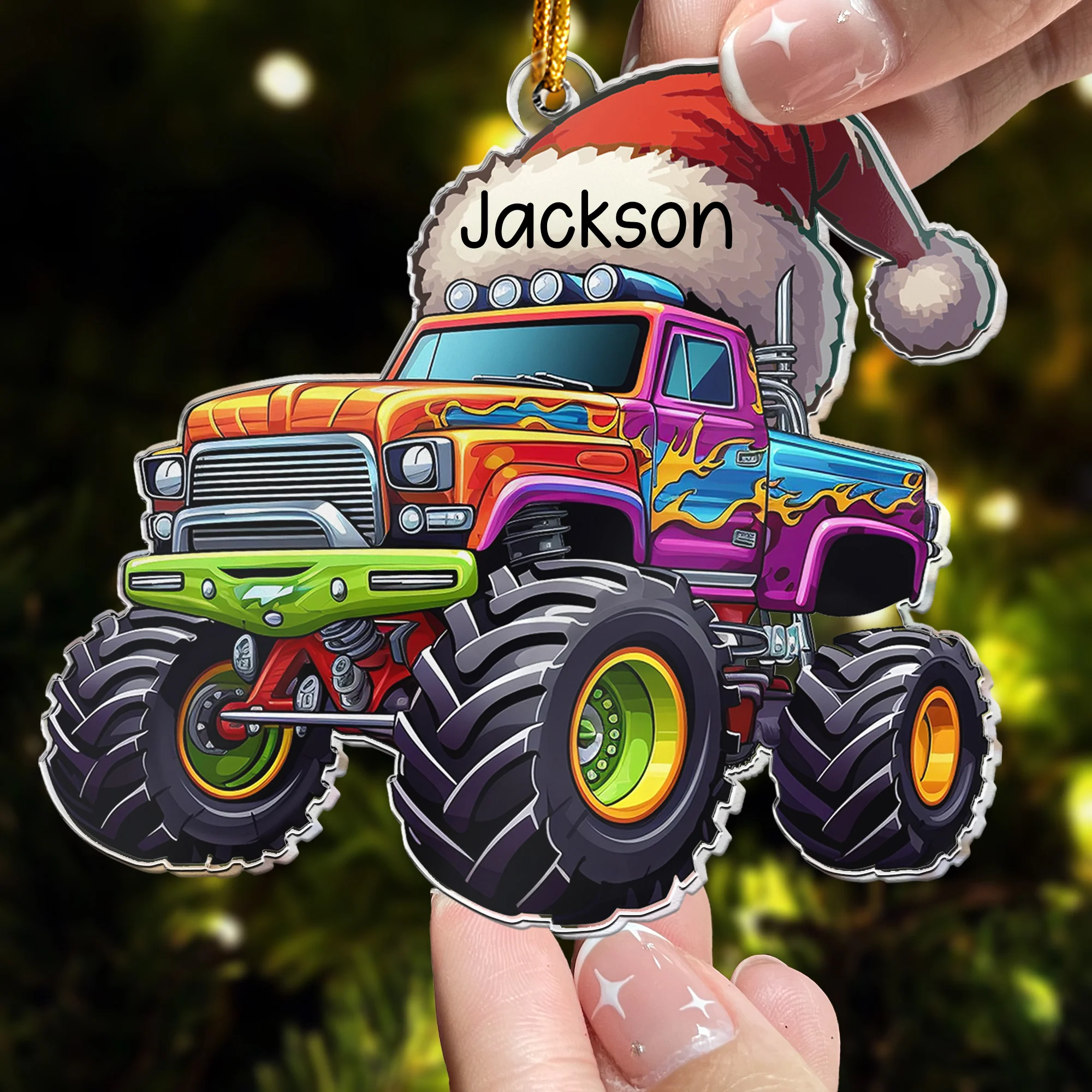 Monster Truck - Custom Name Ornament Gifts For Son, Boy, Kids - Personalized Acrylic Ornament - Image 3