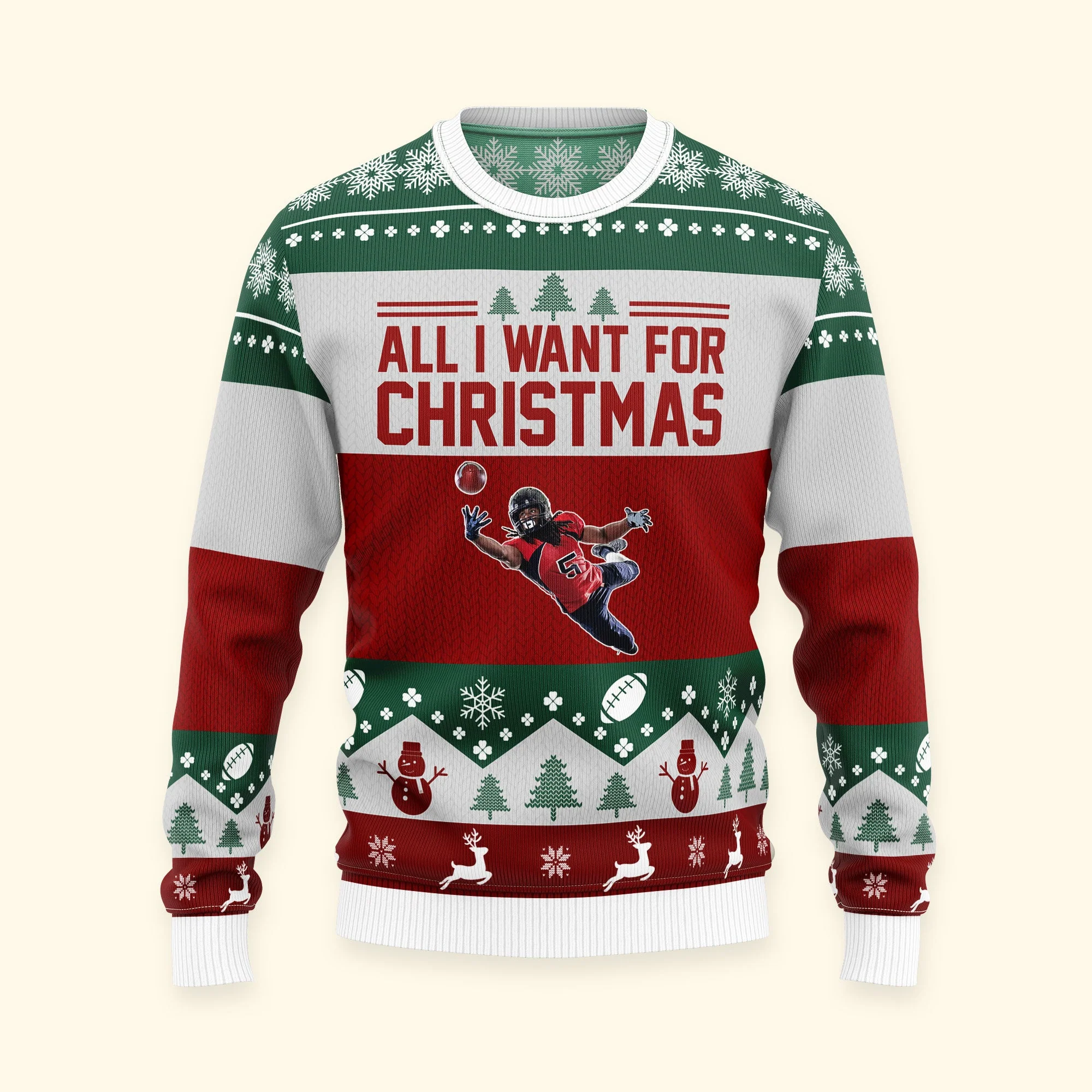 More Time Play Football - Personalized Photo Ugly Sweater - Image 6