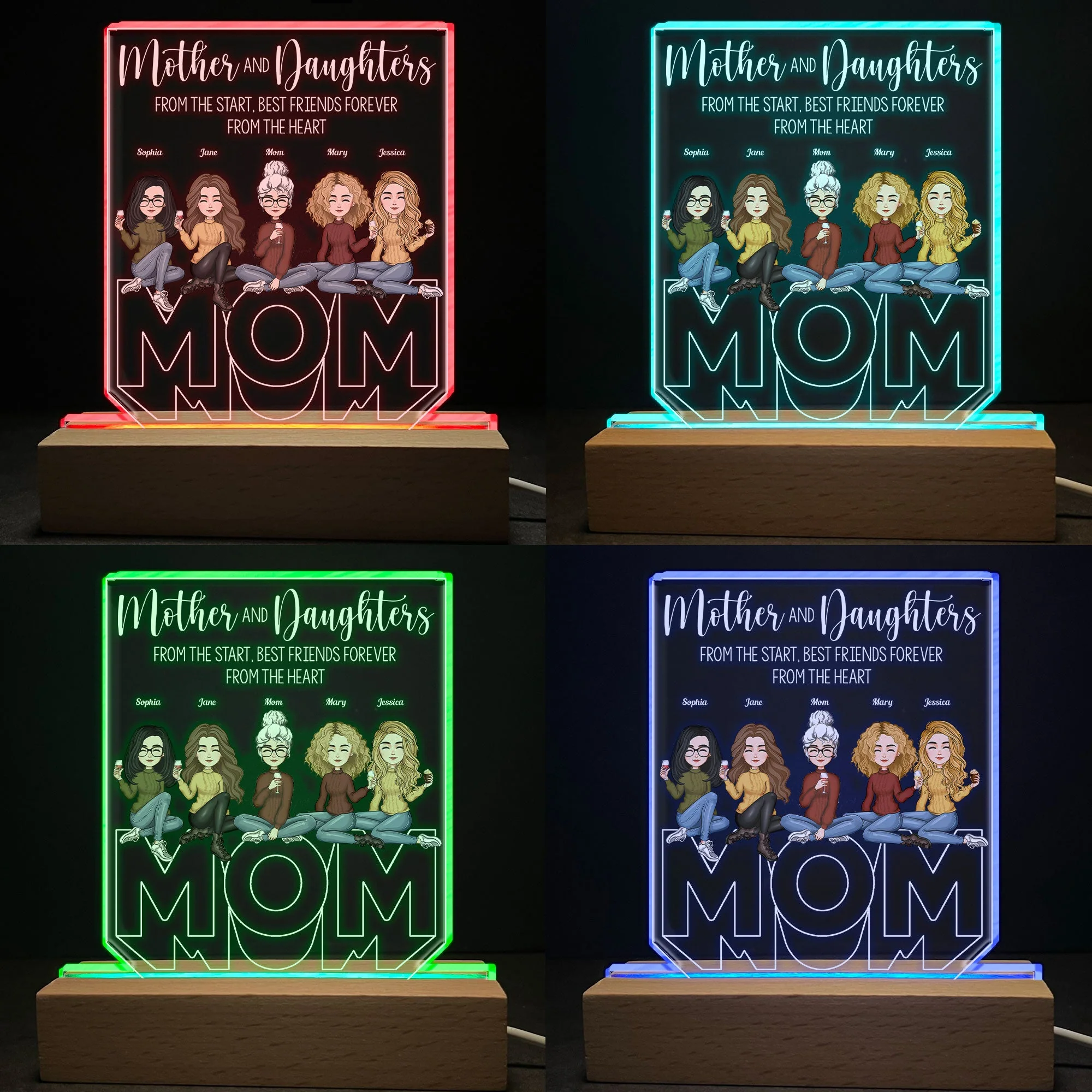 Mother And Children Best Friends Forever - Personalized LED Light - Birthday Gift For Mom, Children, Sons, Daughters - Image 4