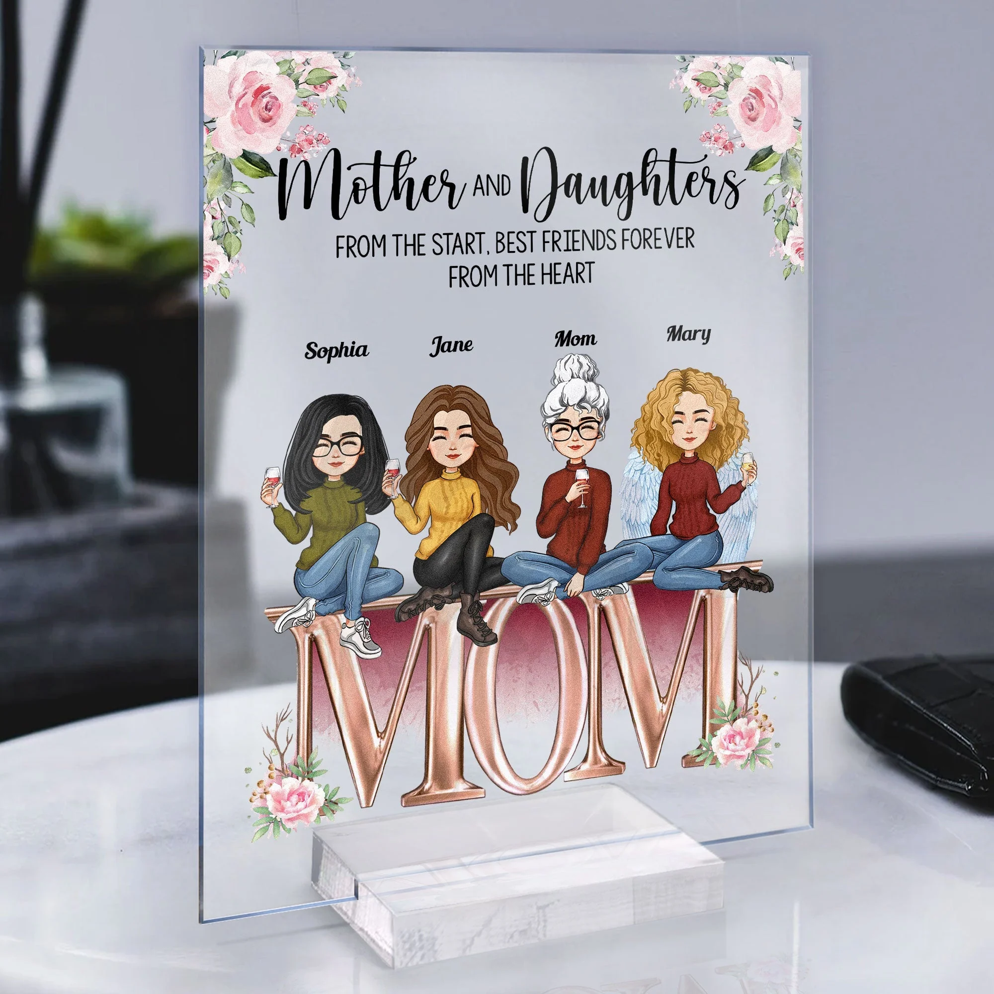 Mother And Children Best Friends Forever Ver 2 - Personalized Acrylic Plaque - Image 2