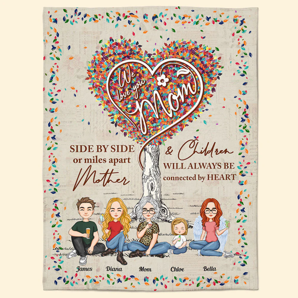 Mother And Children Will Always Be Connected - Personalized Blanket - Image 7