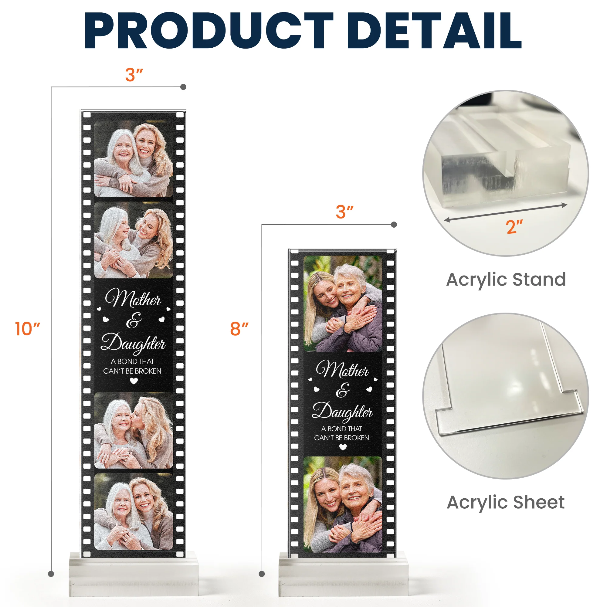Mother And Daughter A Bond That Can't Be Broken - Custom Acrylic Photo Film Strip - Image 6