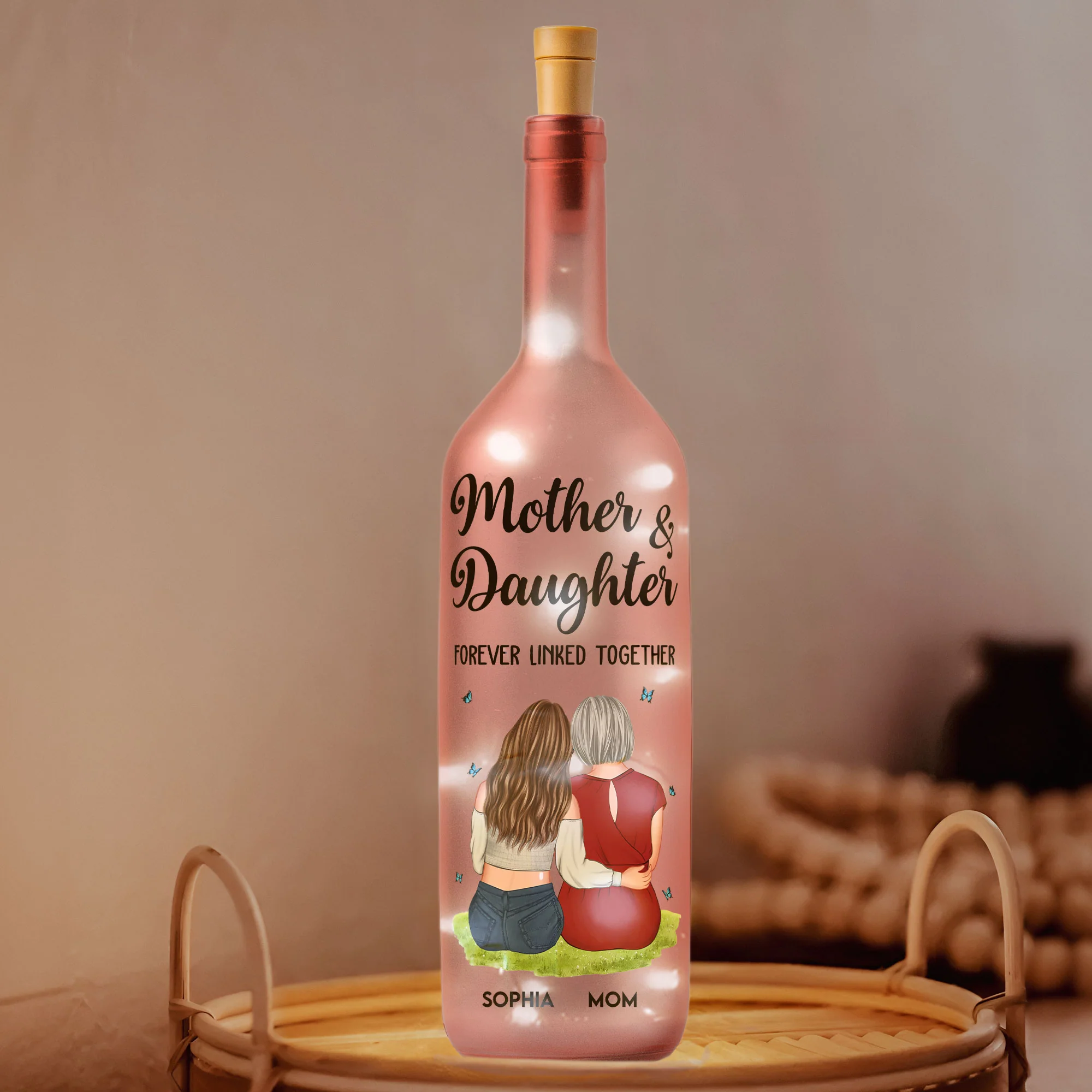 Mother And Daughter Forever Linked Together - Personalized Bottle Lamp - Gift For Mom - Image 7