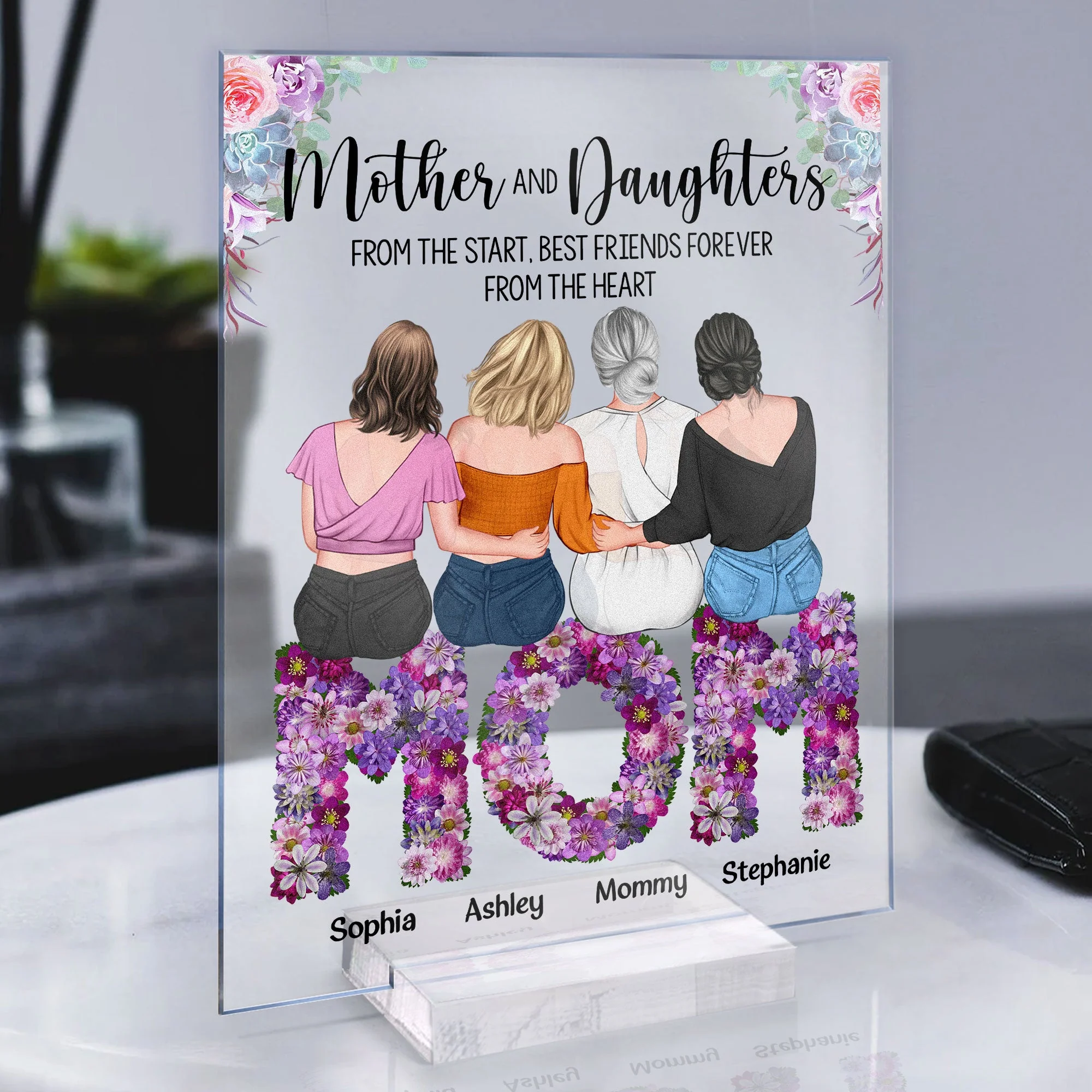 Mother And Daughters - Best Friends Forever From The Heart - Personalized Acrylic Plaque - Mother's Day, Loving, Birthday Gift For Mothers, Mama, Daughter - Image 4