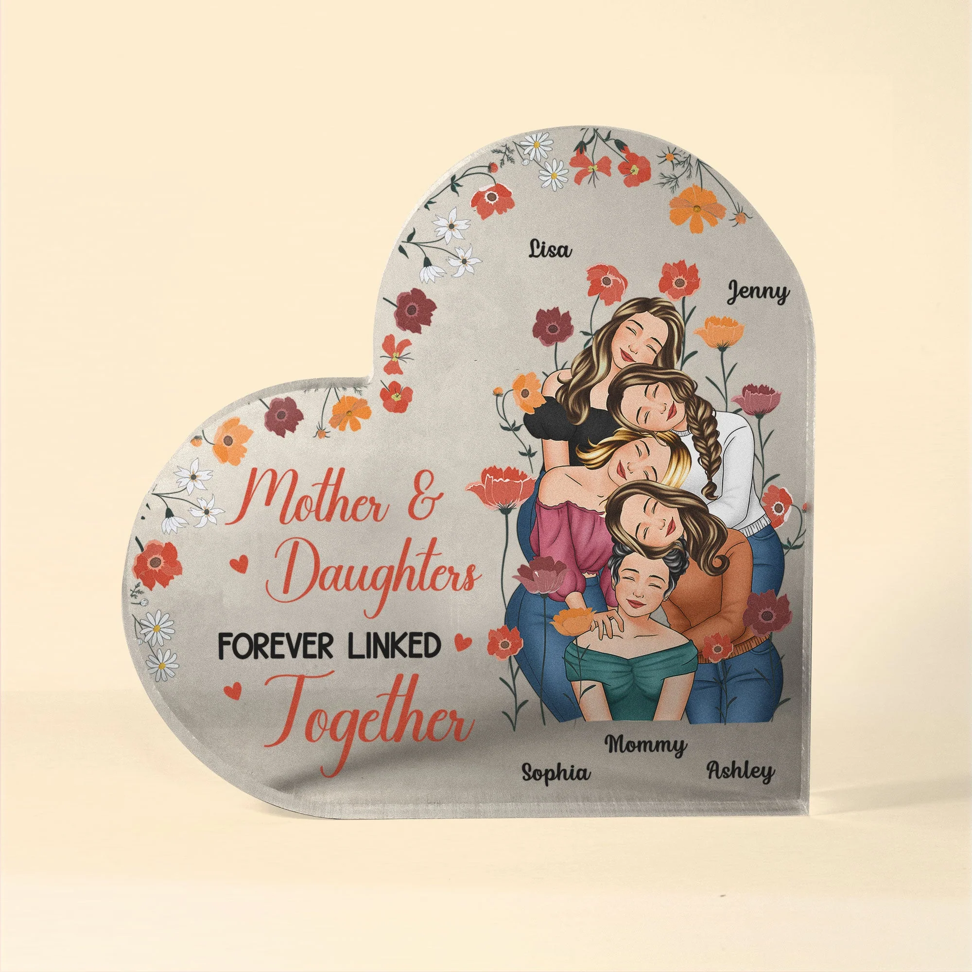Mother And Daughters Forever Linked Together - Personalized Acrylic Plaque - Image 6