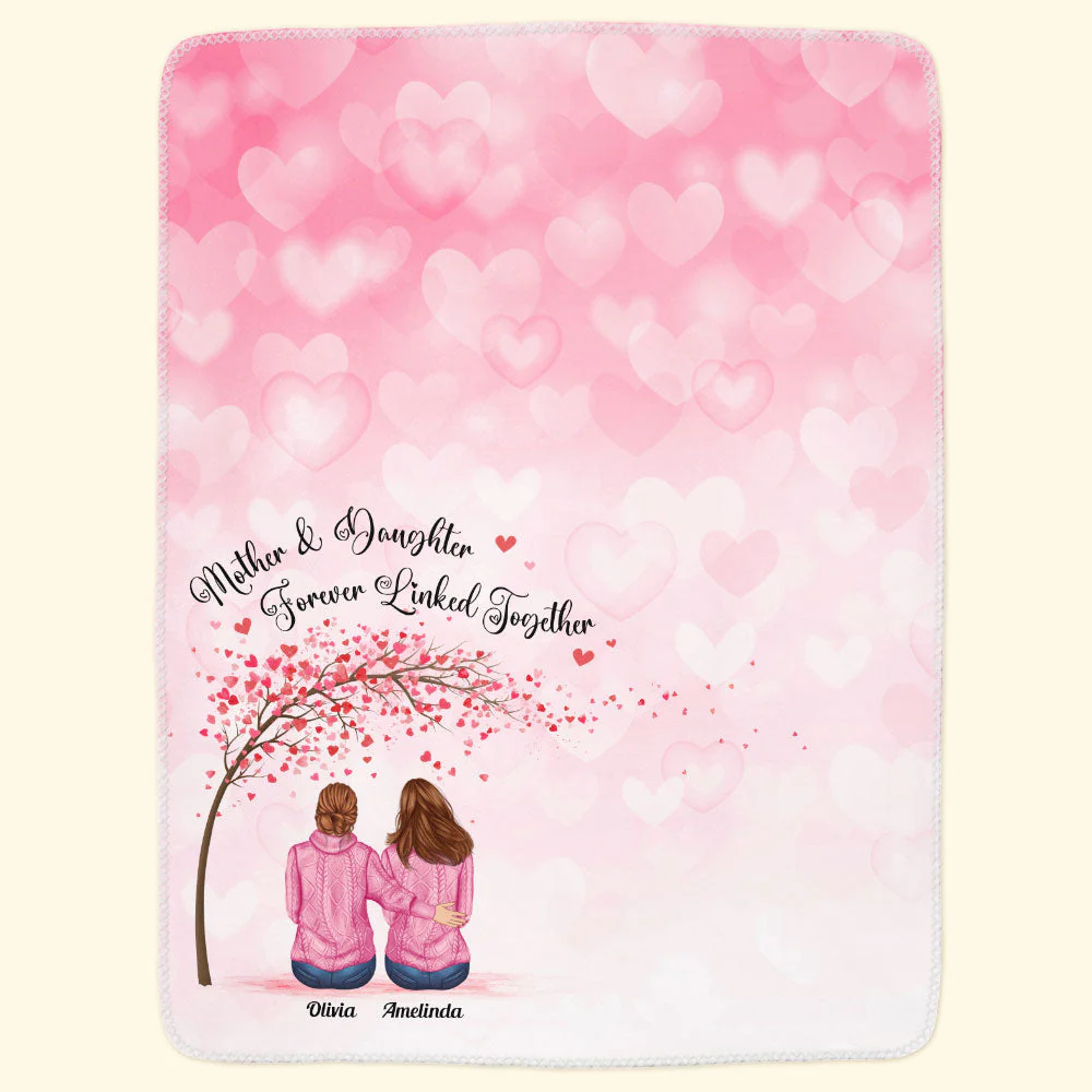 Mother And Daughters Forever Linked Together - Personalized Mom Blanket - Image 6