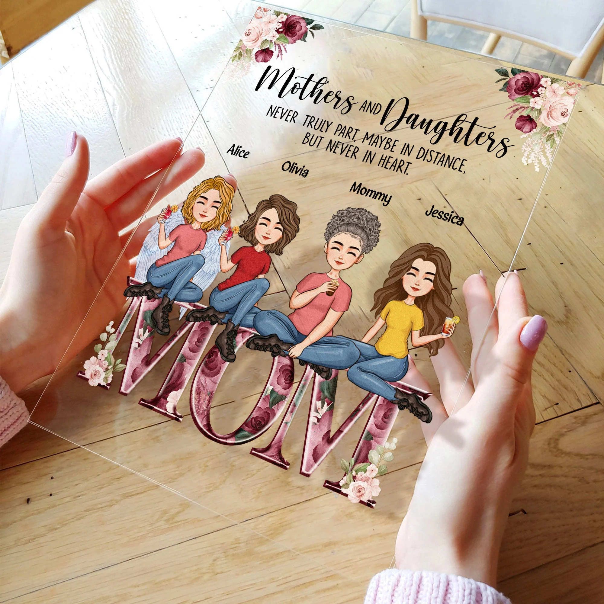 Mother & Children Floral - Personalized Acrylic Plaque - Image 3