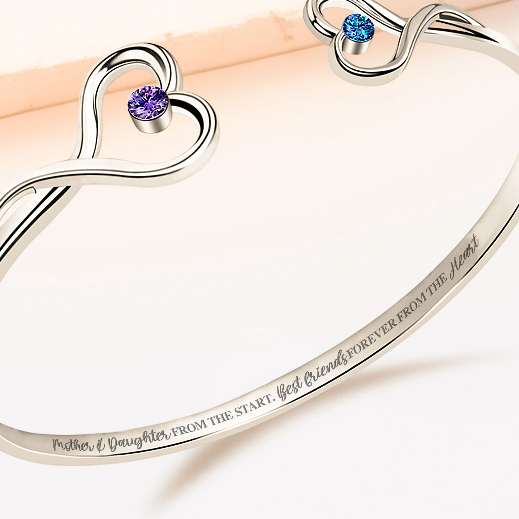 Mother & Daughter Best Friends Forever From The Heart - Personalized Heart Bracelet - Image 4