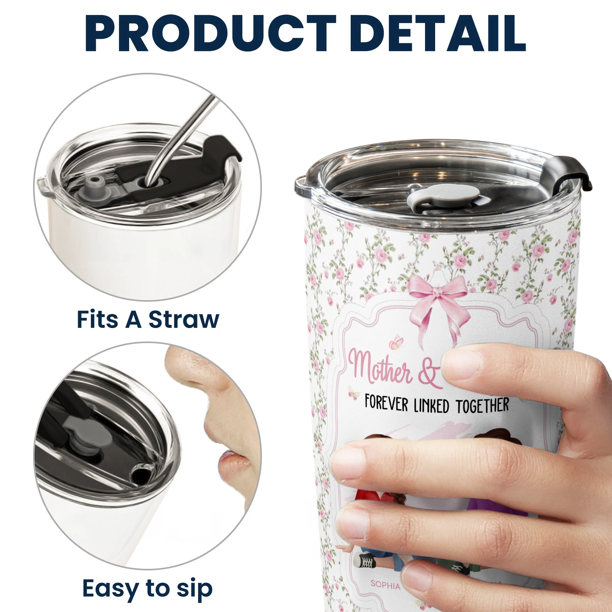 Mother & Daughter Forever Linked Together - Personalized Tumbler Cup - Image 6