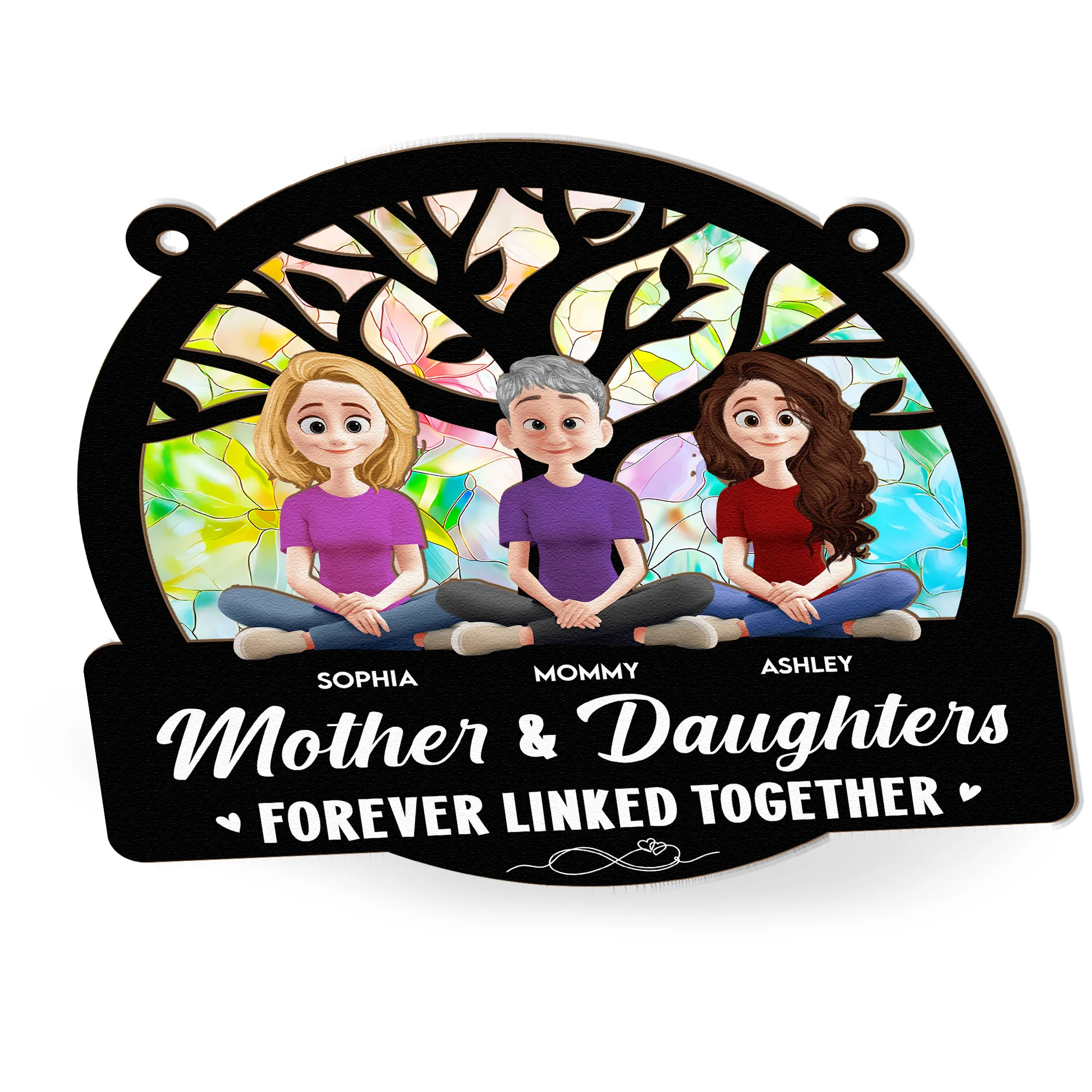 Mother & Daughter - Linked Together - Personalized Window Hanging Suncatcher Ornament - Image 3