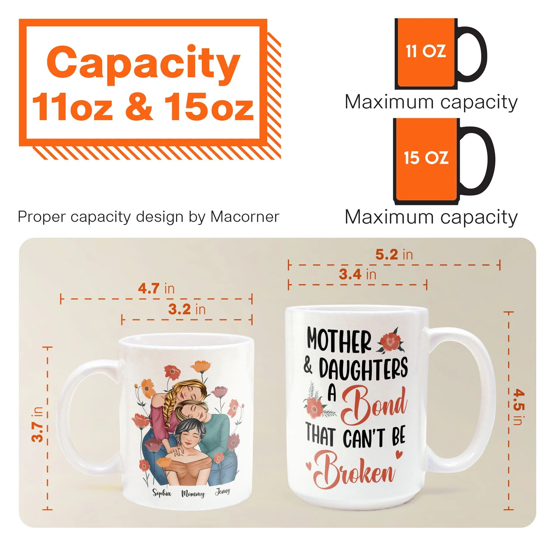 Mother & Daughters A Bond That Can't Be Broken - Personalized Mug - Image 4