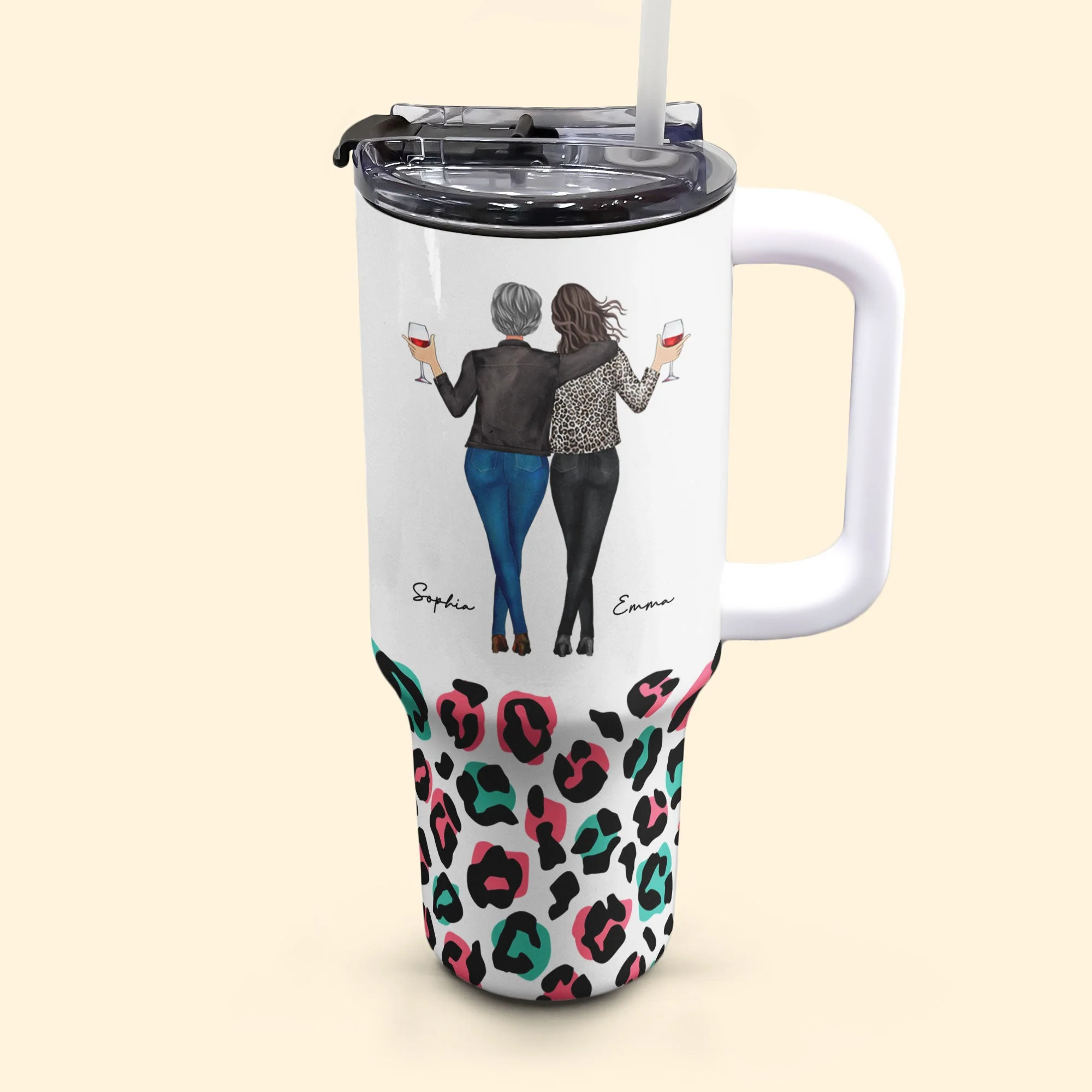 Mother Daughter's Best Friend Mom Gifts - Personalized 40oz Tumbler With Straw - Image 4
