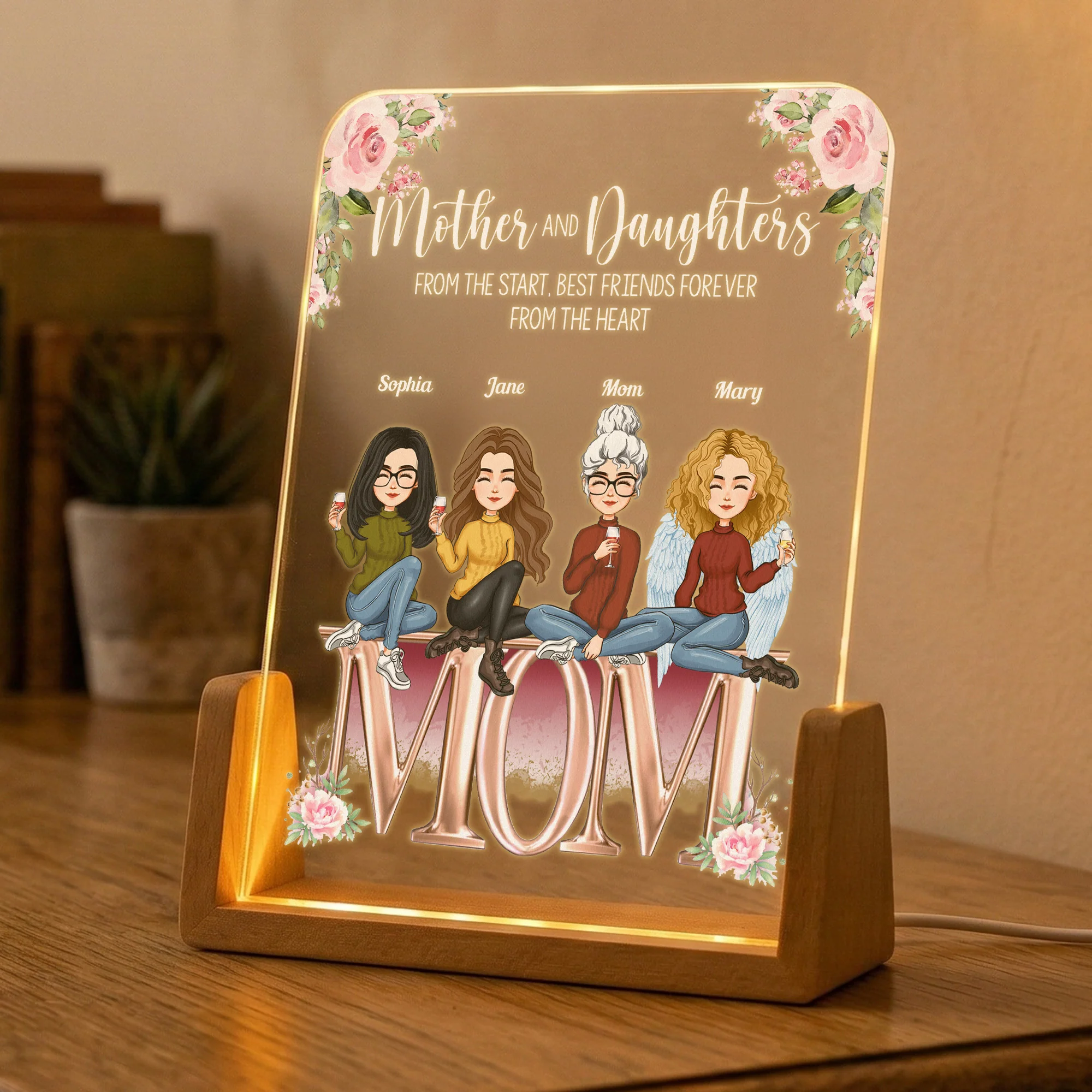 Mother & Daughters BFF Forever Mother's Day Gift For Mom - Personalized Night Light - Image 4