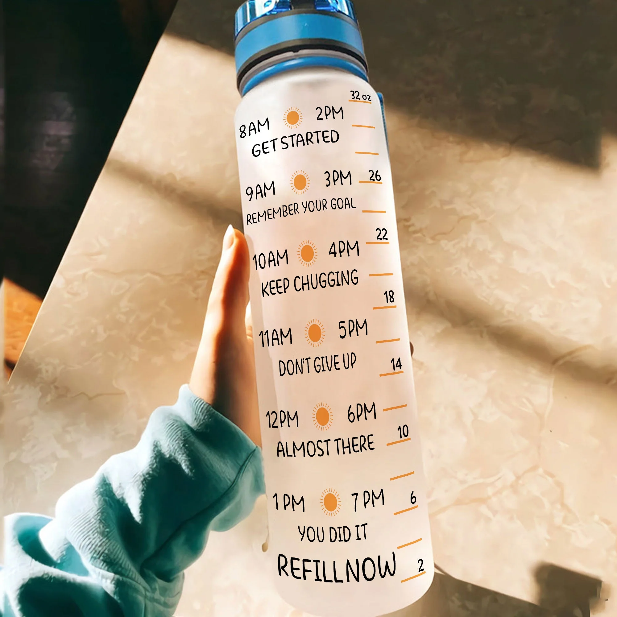 Mother & Daughters Forever Linked Together - Personalized Water Bottle With Time Marker - Image 3