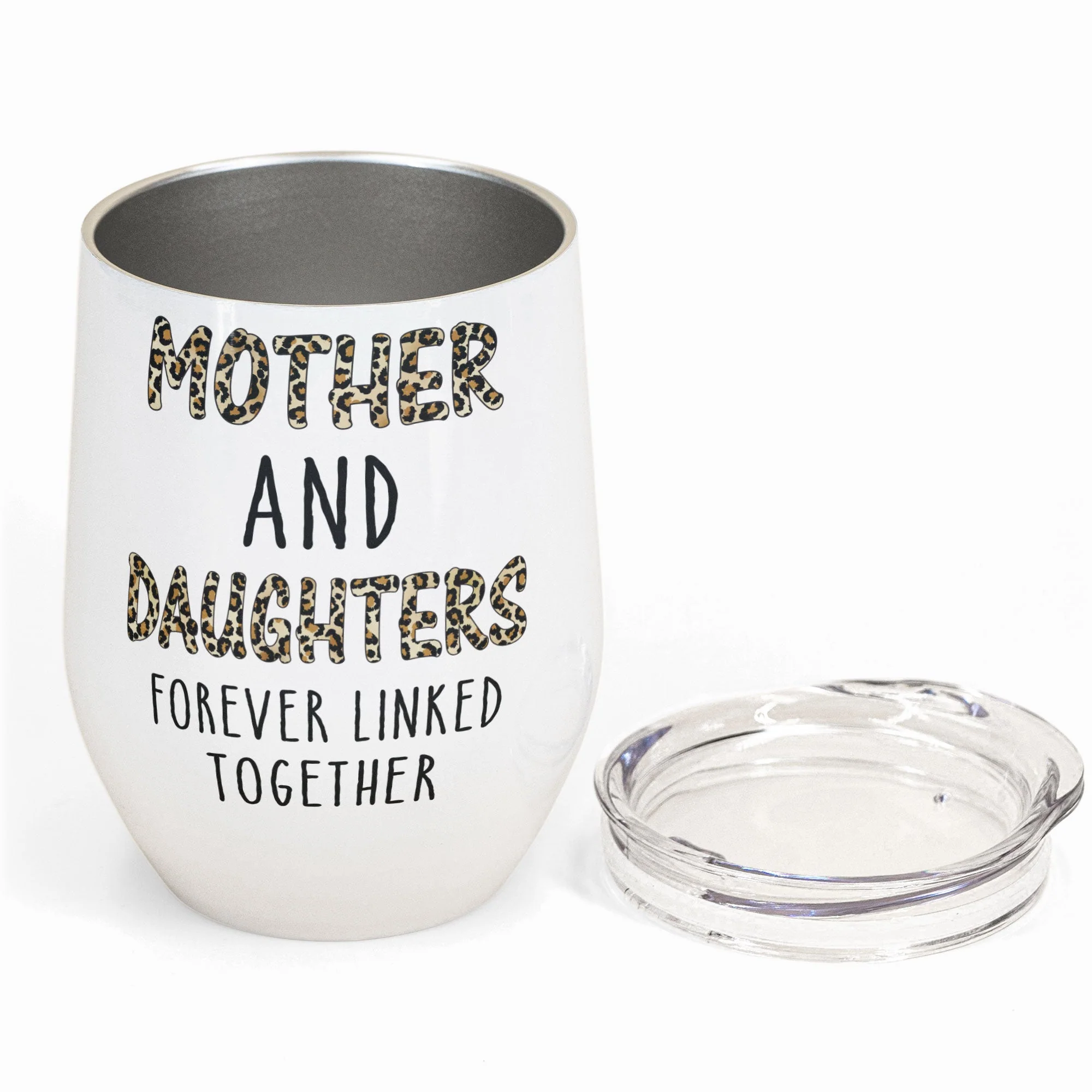 Mother & Daughters Forever Linked Together - Personalized Wine Tumbler - Birthday Gift For Mother, Mom, Daughter - Chibi Girls - Image 3