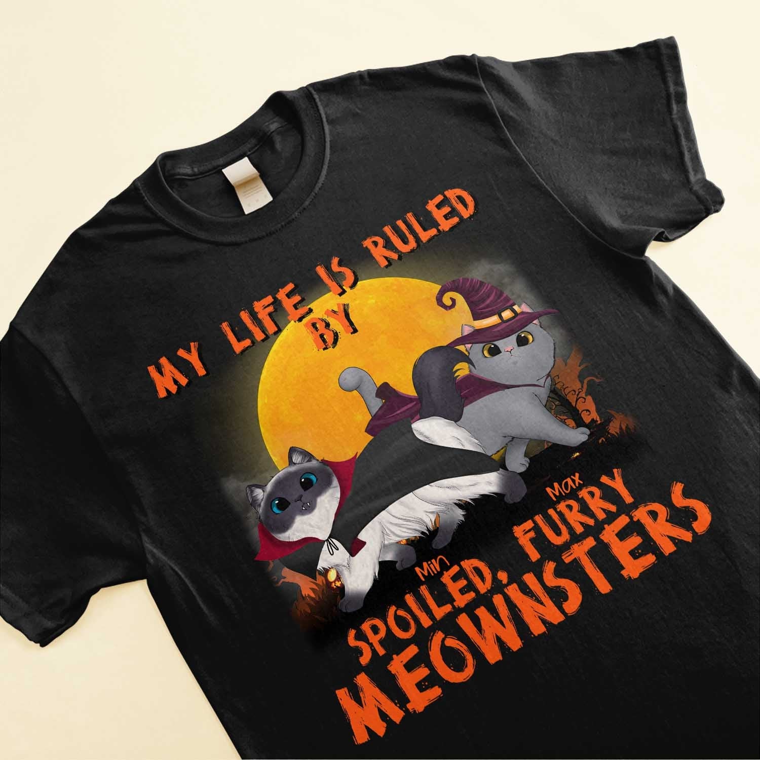 Mother, Father Of Meownsters - Personalized Shirt - Walking Cat - Image 3