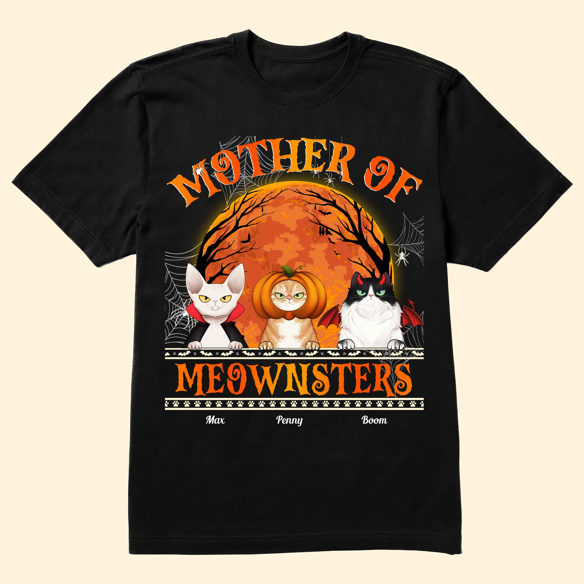 Mother Of Meownsters Halloween - Personalized Shirt - Image 6