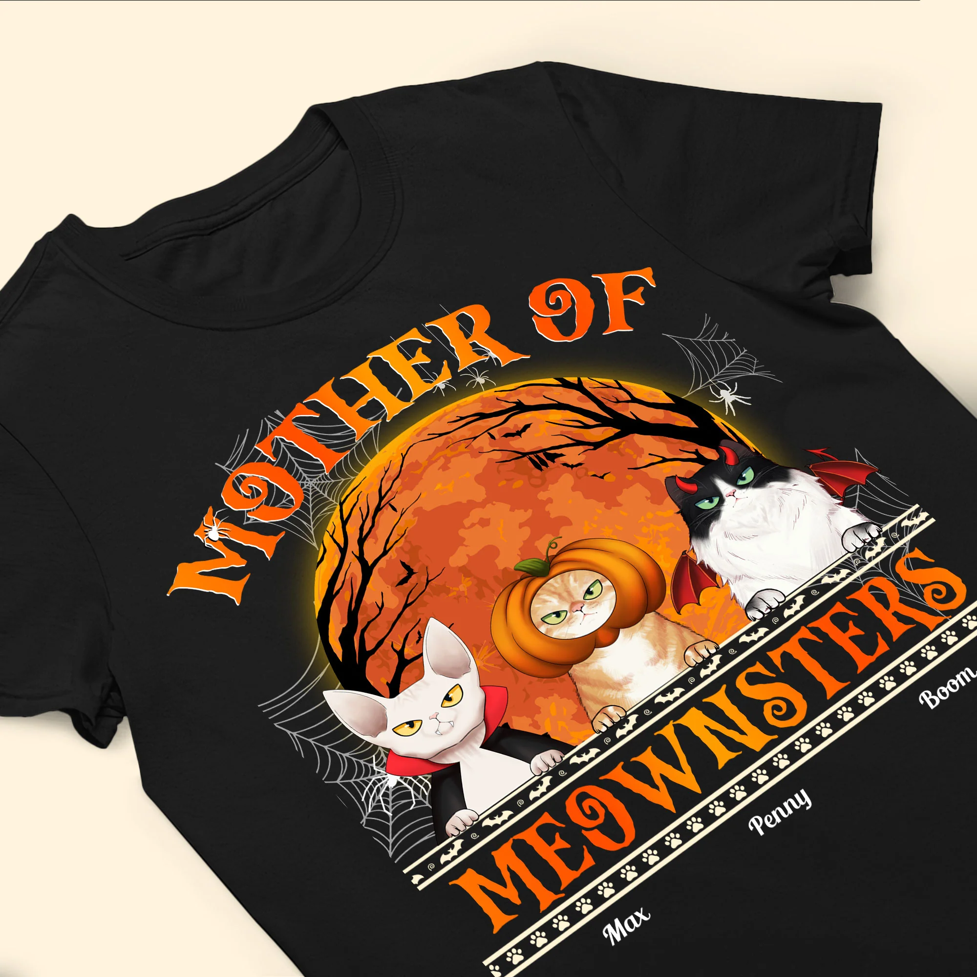 Mother Of Meownsters Halloween - Personalized Shirt - Image 8